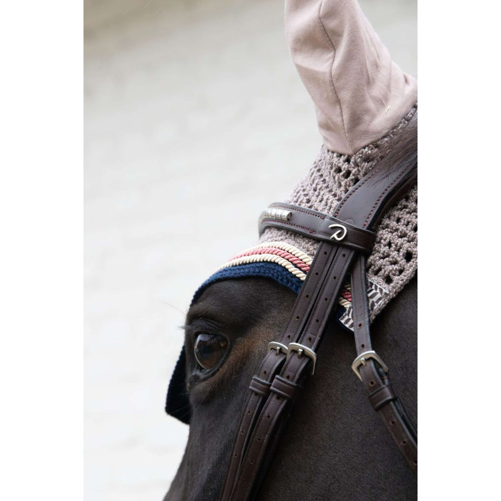 Kentucky Horsewear Ear Bonnet Wellington Pied-de-Poule Bordeaux/Navy