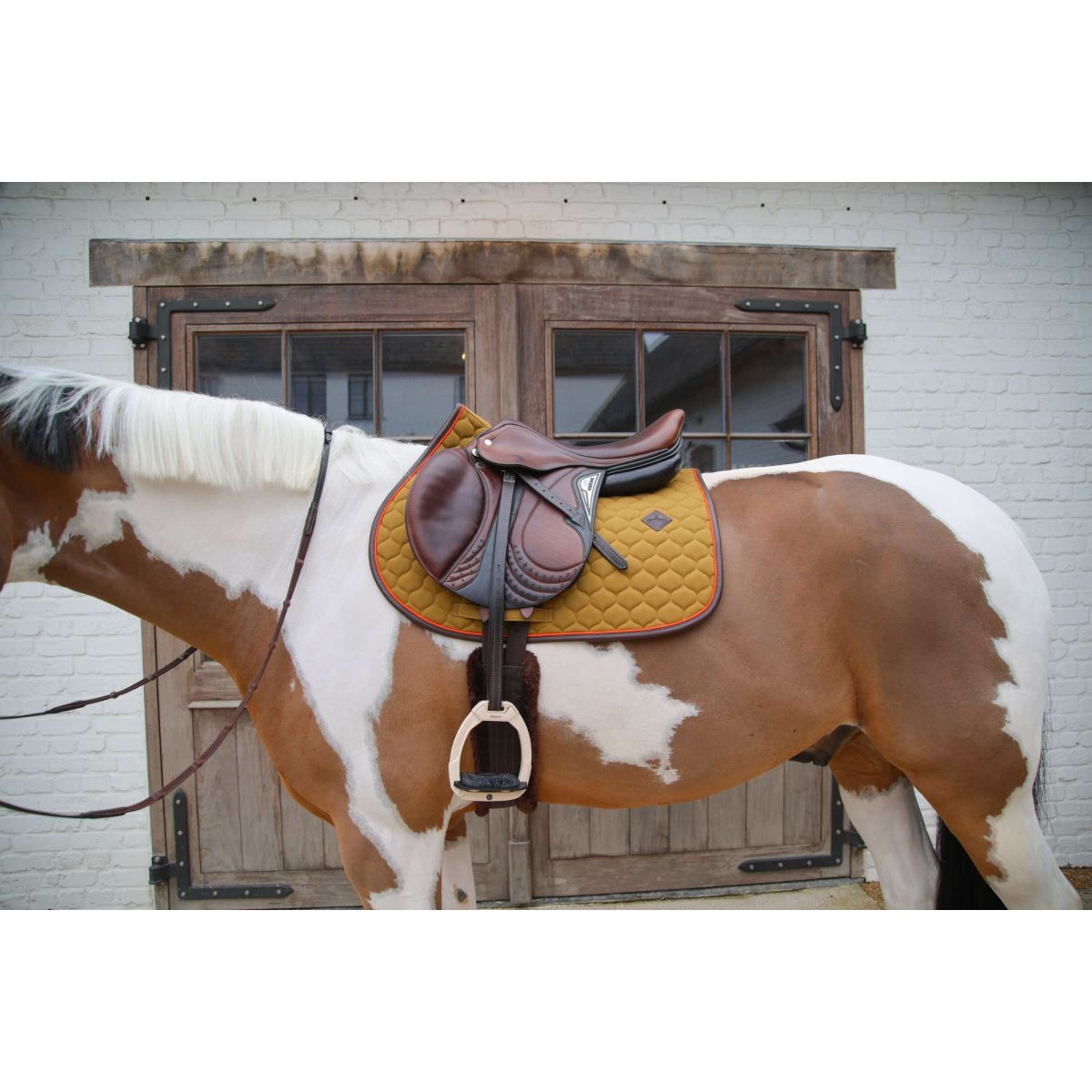 Kentucky Horsewear Saddlepad Onion Quilt Leather Neon Jumping Kaki