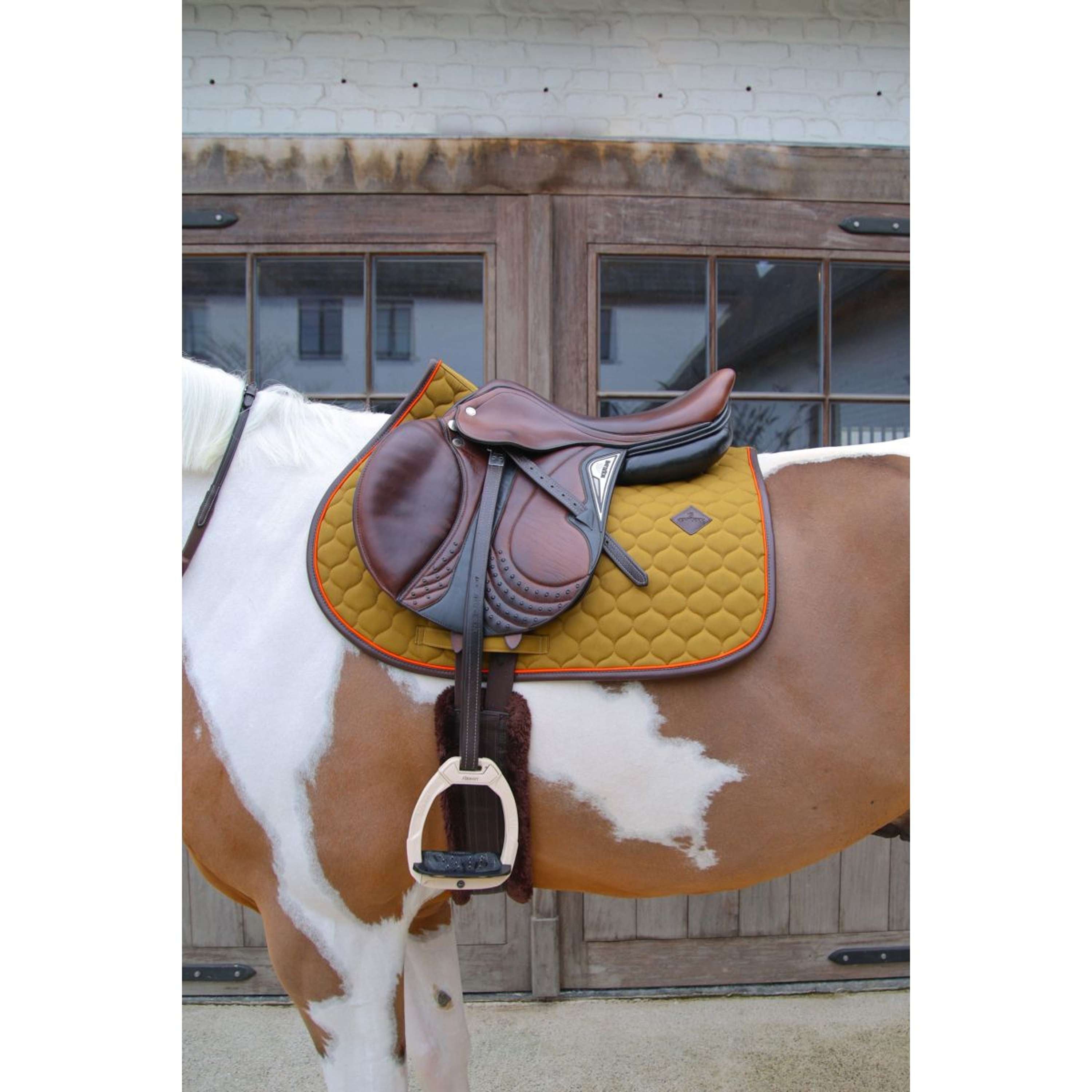 Kentucky Horsewear Saddlepad Onion Quilt Leather Neon Jumping Kaki