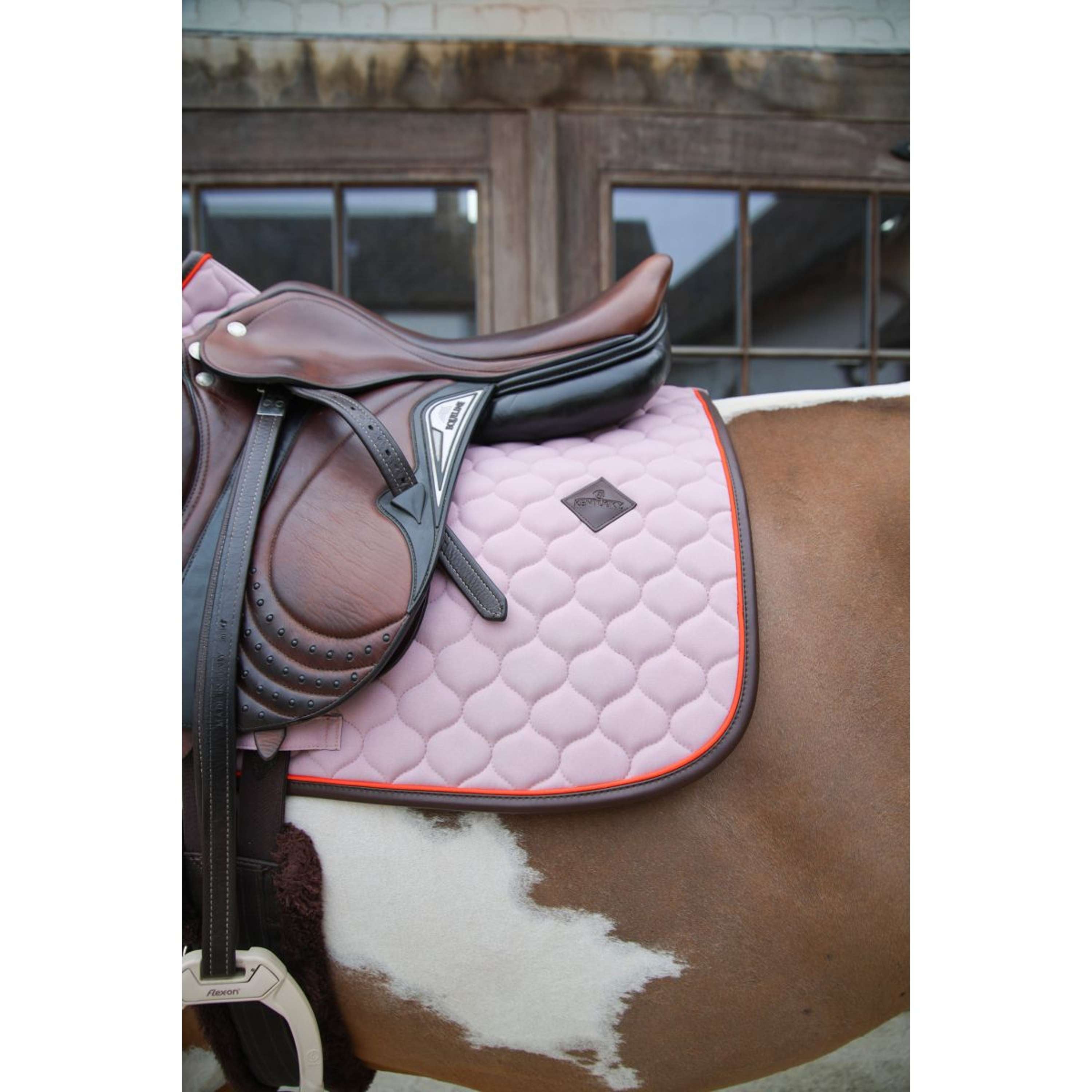 Kentucky Horsewear Saddlepad Onion Quilt Leather Neon Jumping Lavender