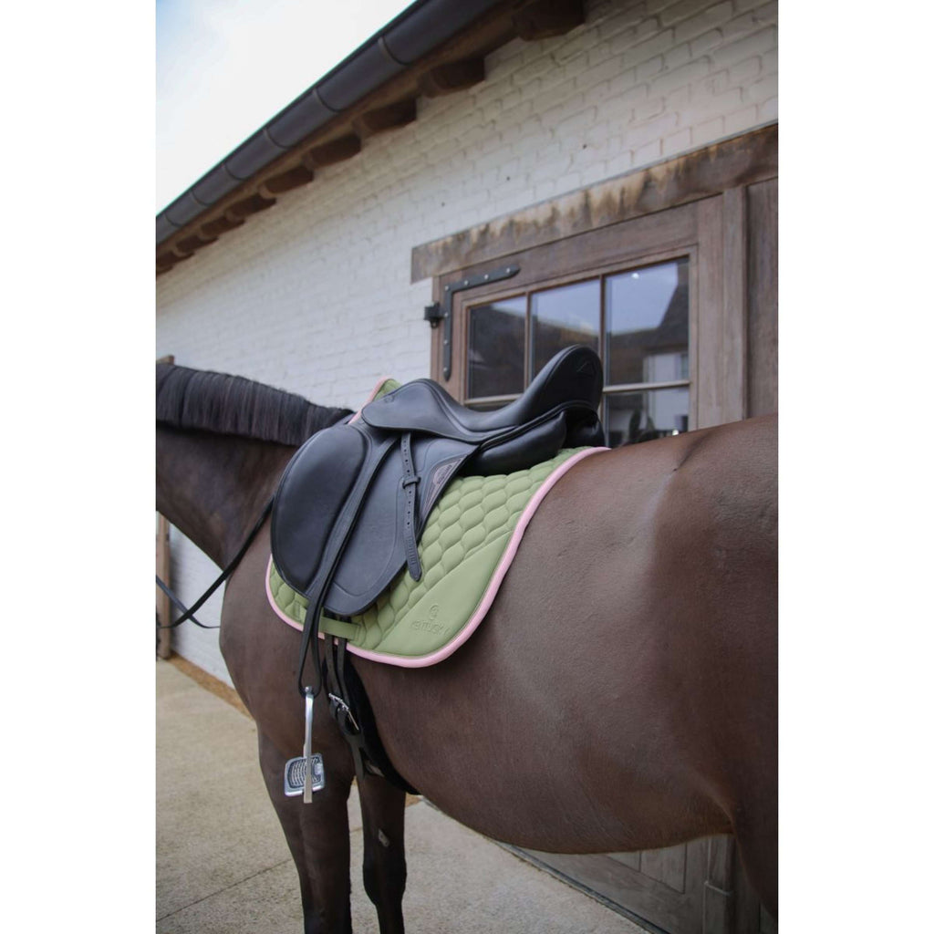 Kentucky Horsewear Saddlepad Softshell Onion Quilt Dressage Khaki/Old Pink