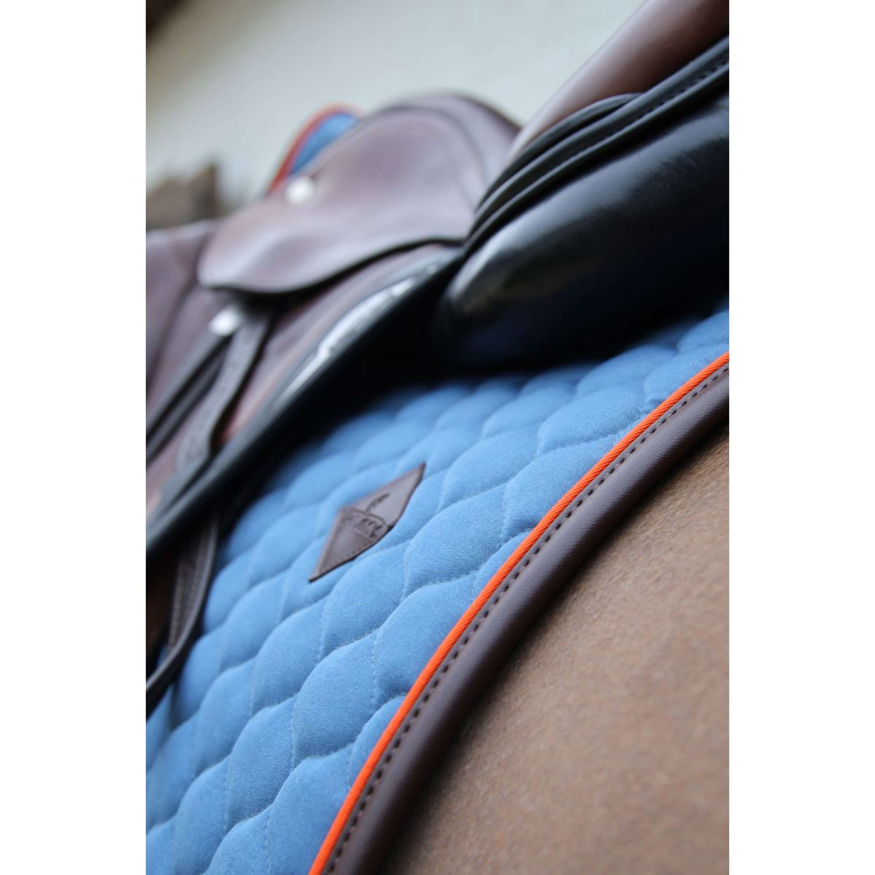 Kentucky Horsewear Saddlepad Onion Quilt Leather Neon Jumping Blue