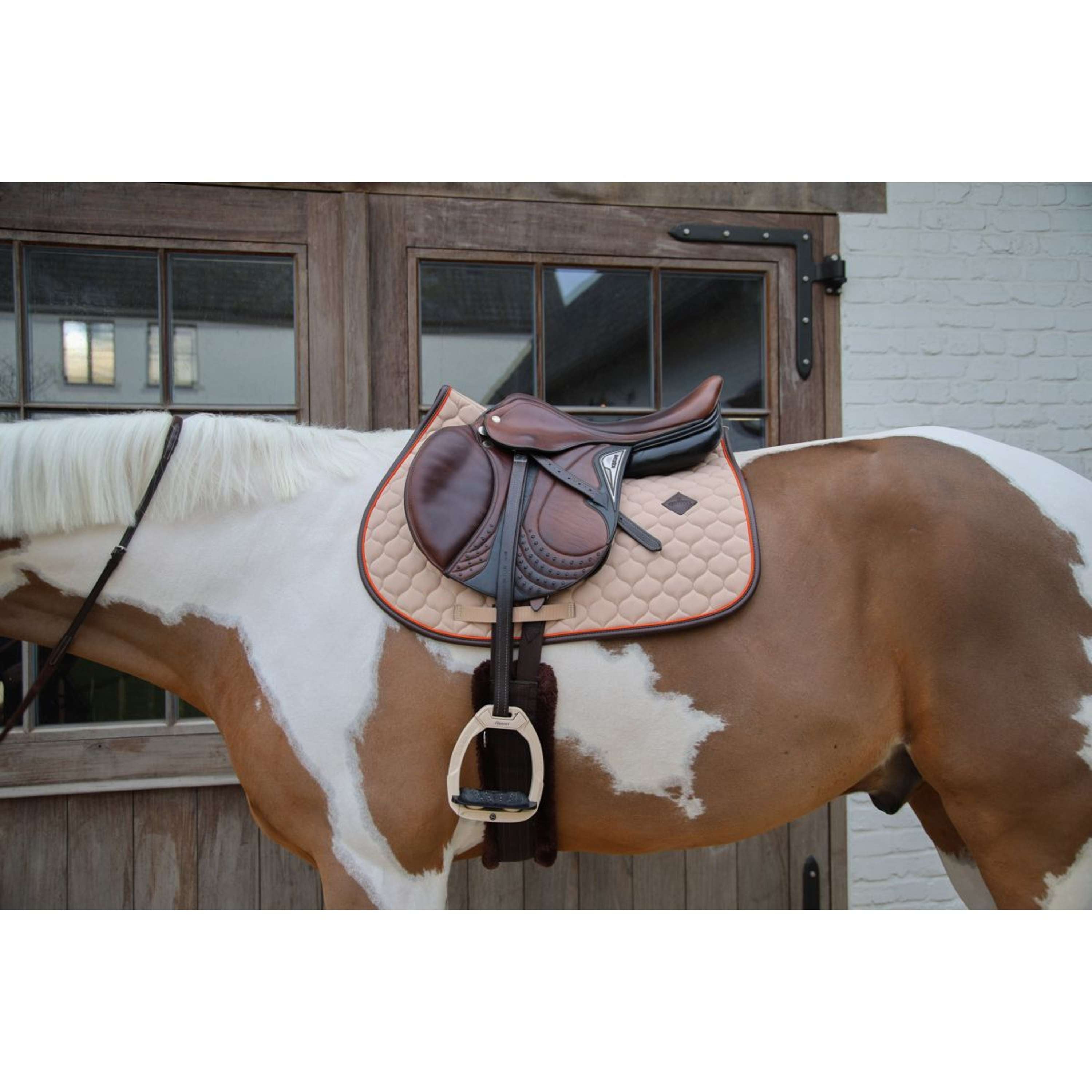 Kentucky Horsewear Saddlepad Onion Quilt Leather Neon Jumping Beige
