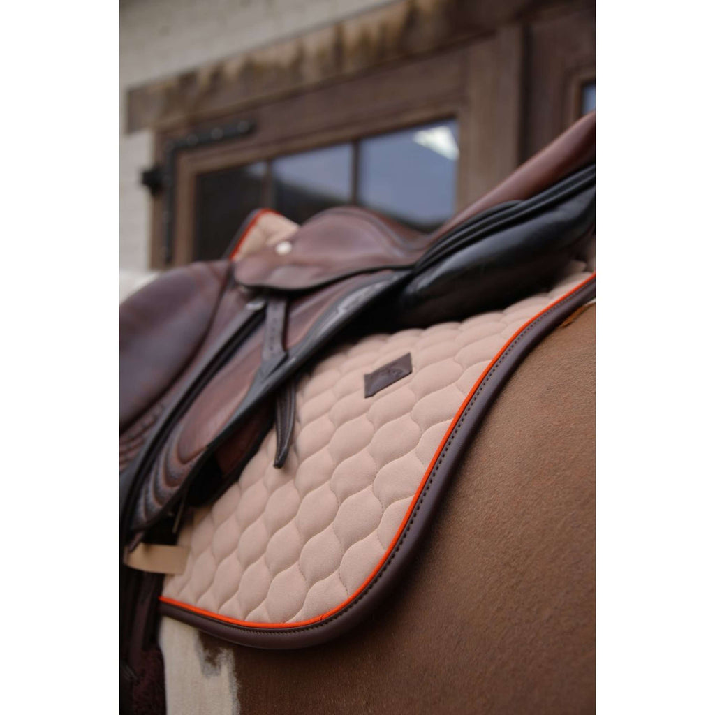 Kentucky Horsewear Saddlepad Onion Quilt Leather Neon Jumping Beige