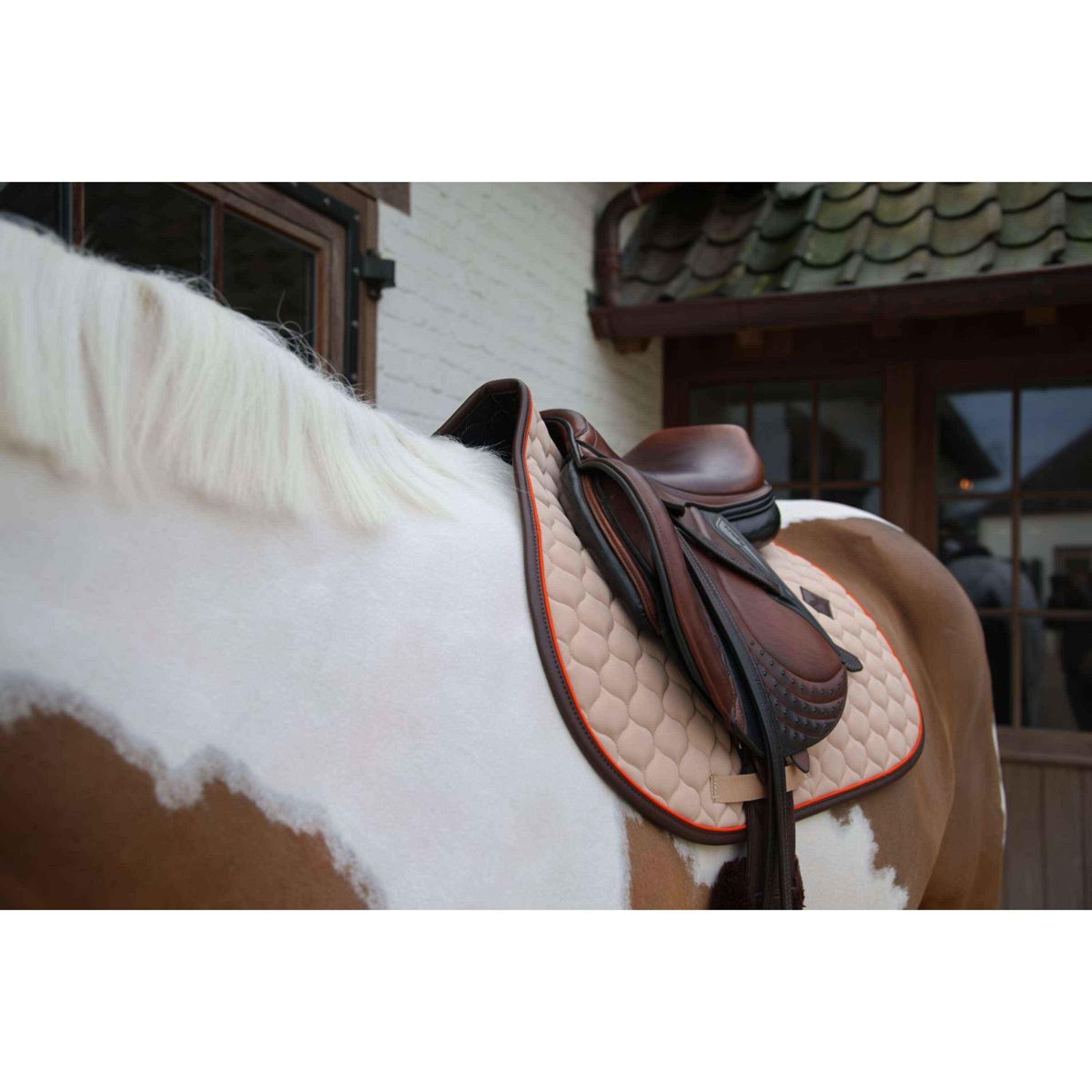 Kentucky Horsewear Saddlepad Onion Quilt Leather Neon Jumping Beige