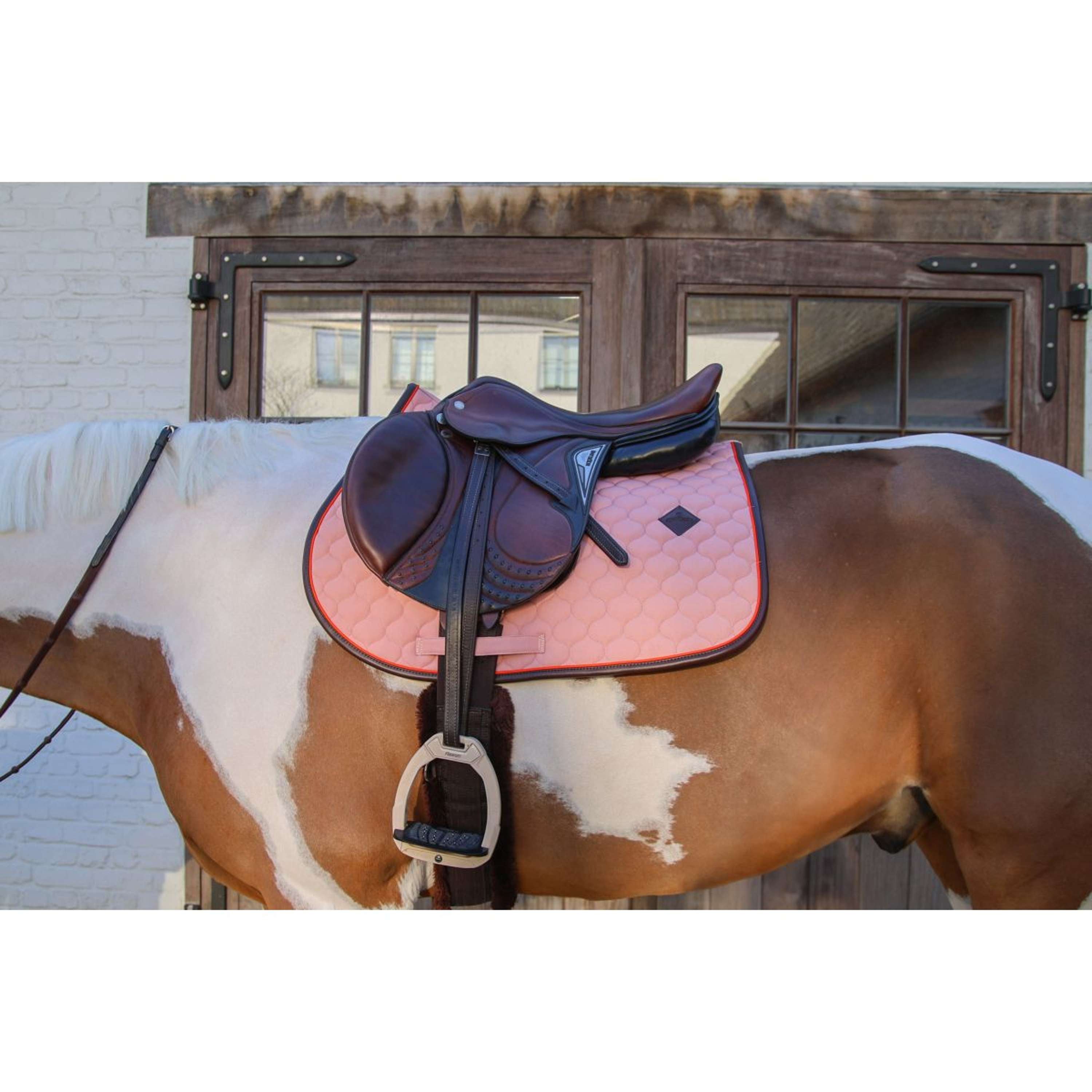 Kentucky Horsewear Saddlepad Onion Quilt Leather Neon Jumping Old Rose