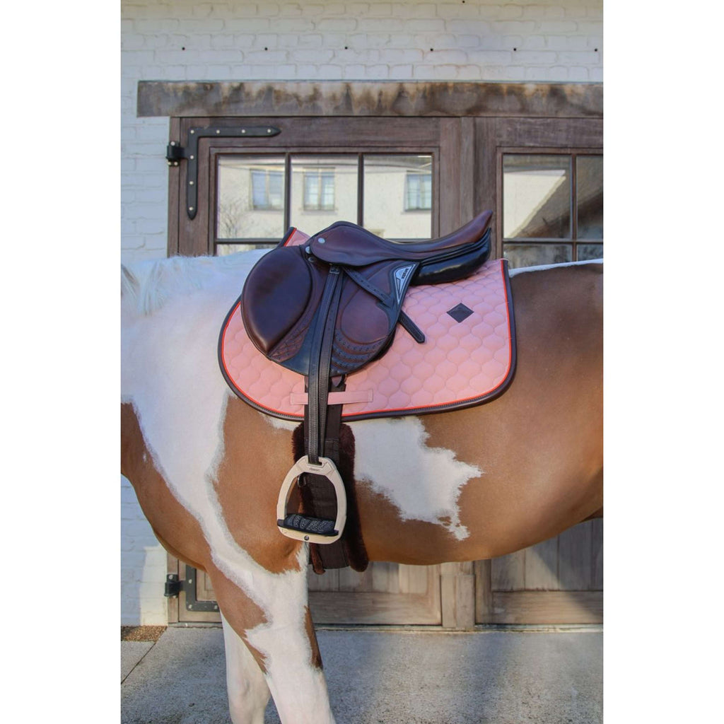 Kentucky Horsewear Saddlepad Onion Quilt Leather Neon Jumping Old Rose