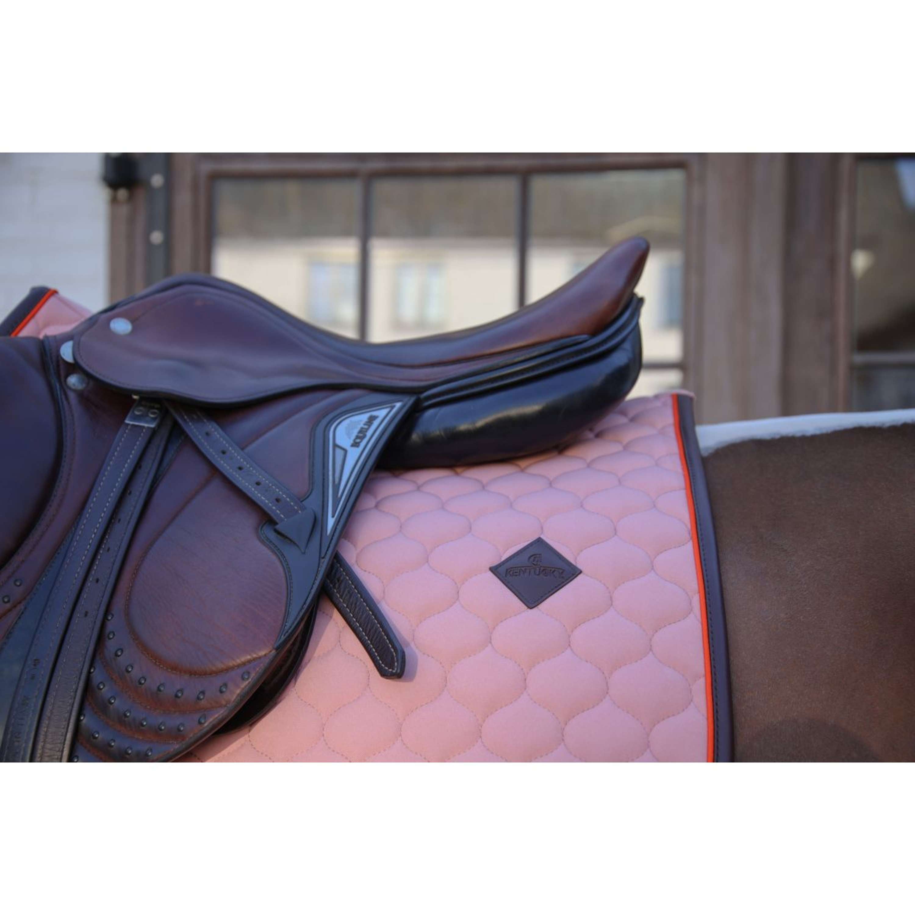 Kentucky Horsewear Saddlepad Onion Quilt Leather Neon Jumping Old Rose