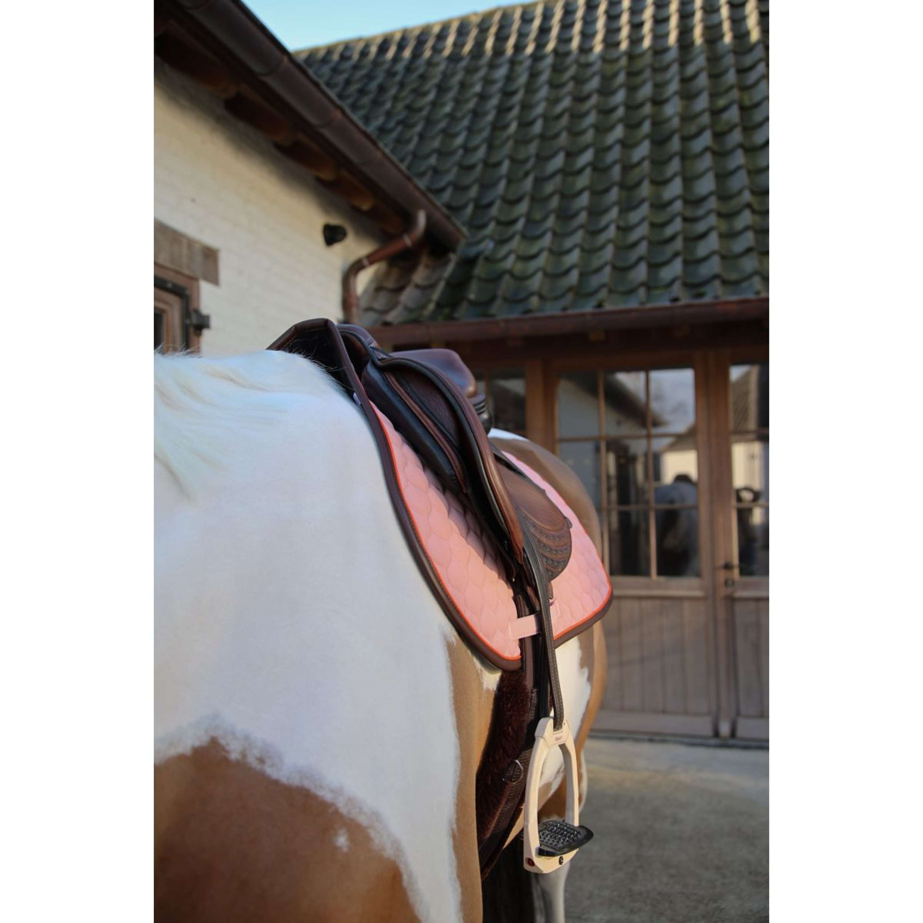 Kentucky Horsewear Saddlepad Onion Quilt Leather Neon Jumping Old Rose