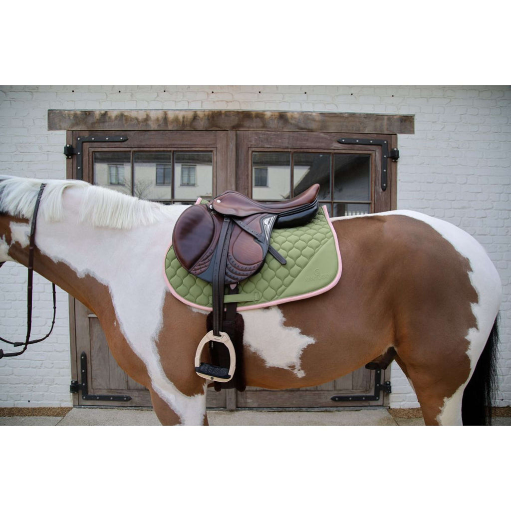 Kentucky Horsewear Saddlepad Softshell Onion Quilt Jumping Khaki/Old Pink