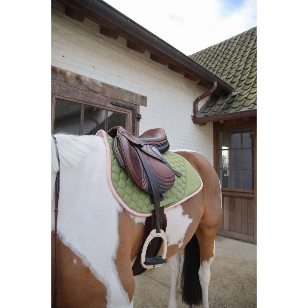 Kentucky Horsewear Saddlepad Softshell Onion Quilt Jumping Khaki/Old Pink