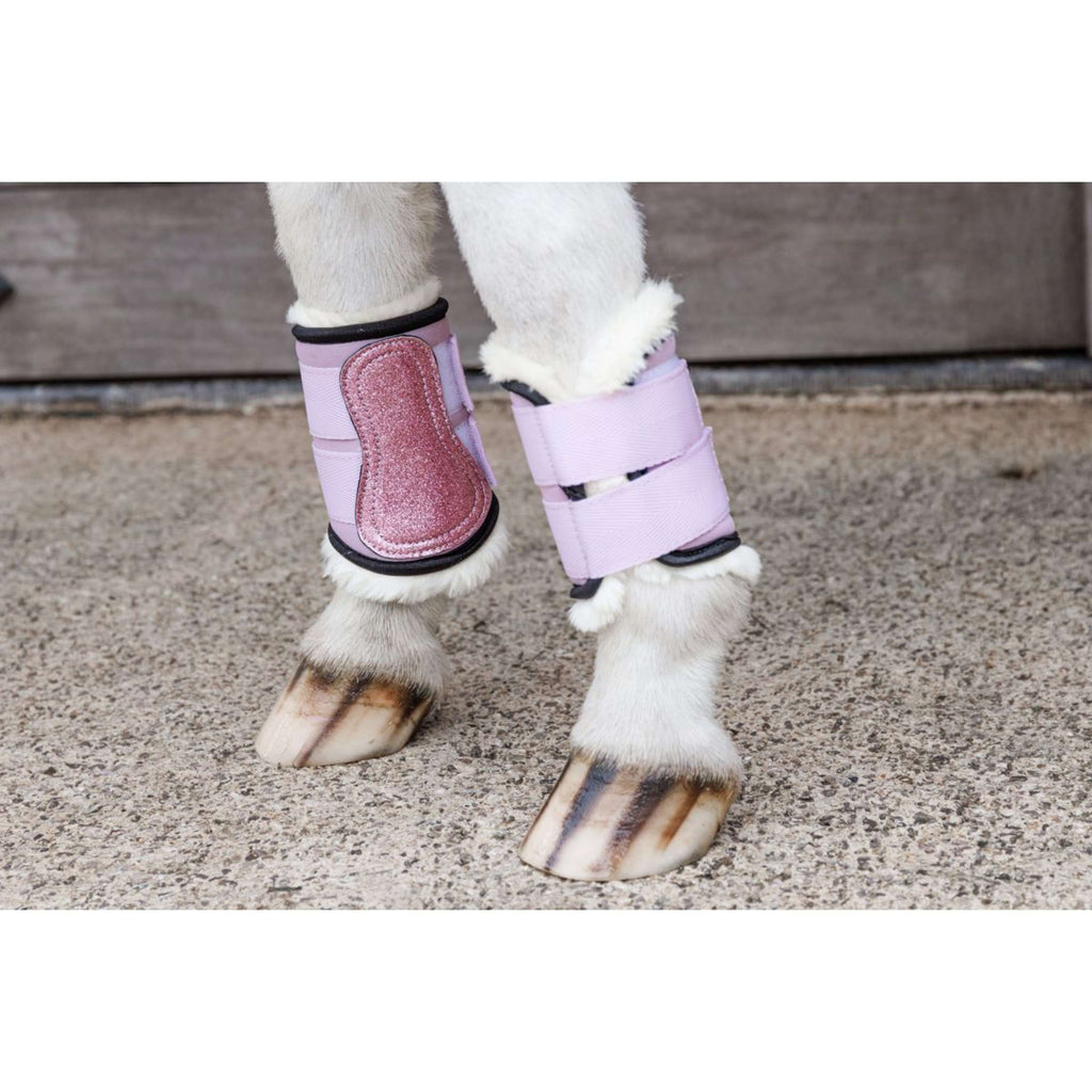 Kentucky Horsewear Leg Protectors Sheepskin Glitter Unicorn Old Rose