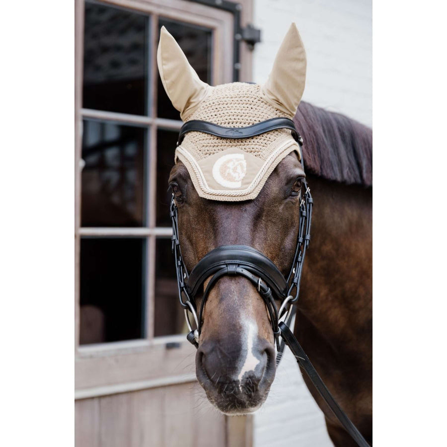 Kentucky Ear Bonnet Wellington Soundless 3D Logo Rope Beige