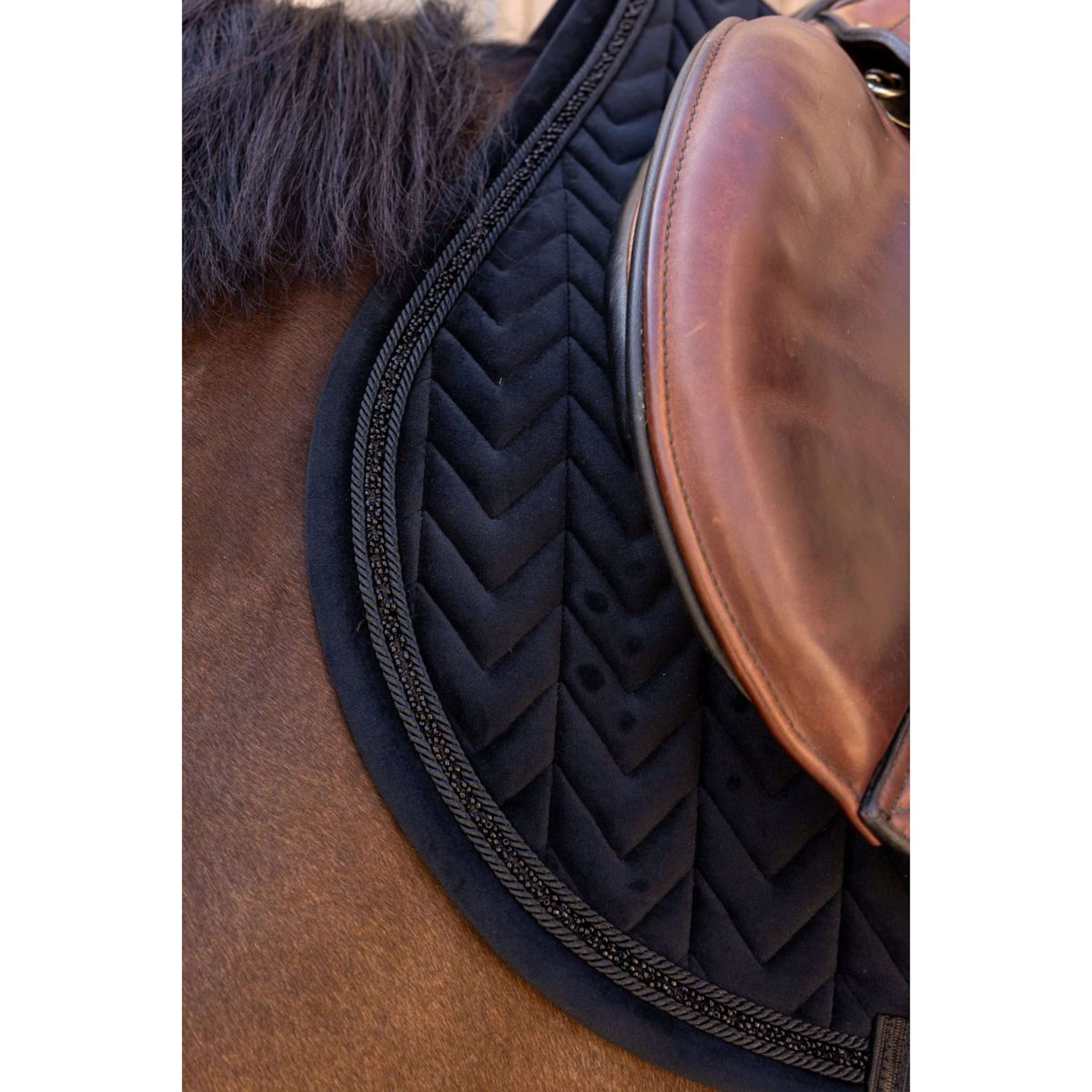 Kentucky Saddlepad Velvet Mini Pearls Jumping Black