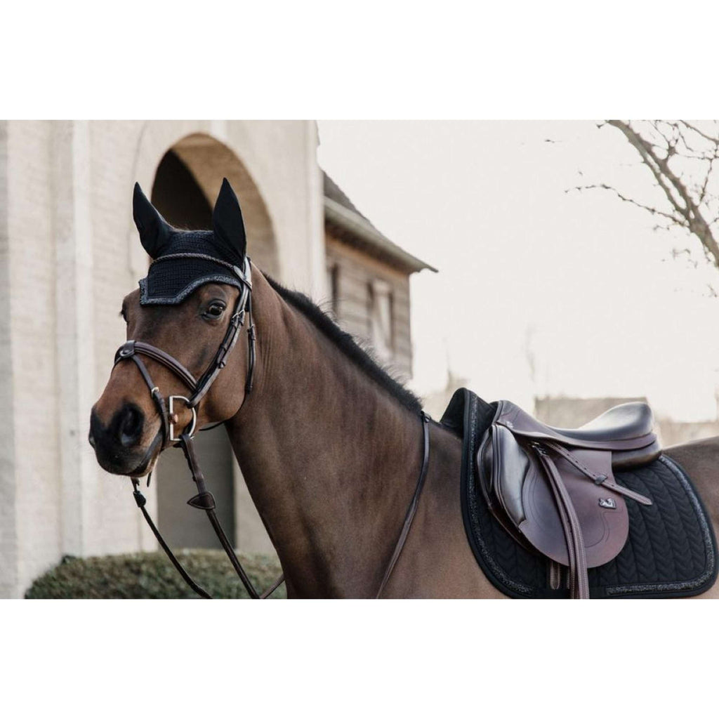 Kentucky Ear Bonnet Wellington Soundless Glitter Stone Black