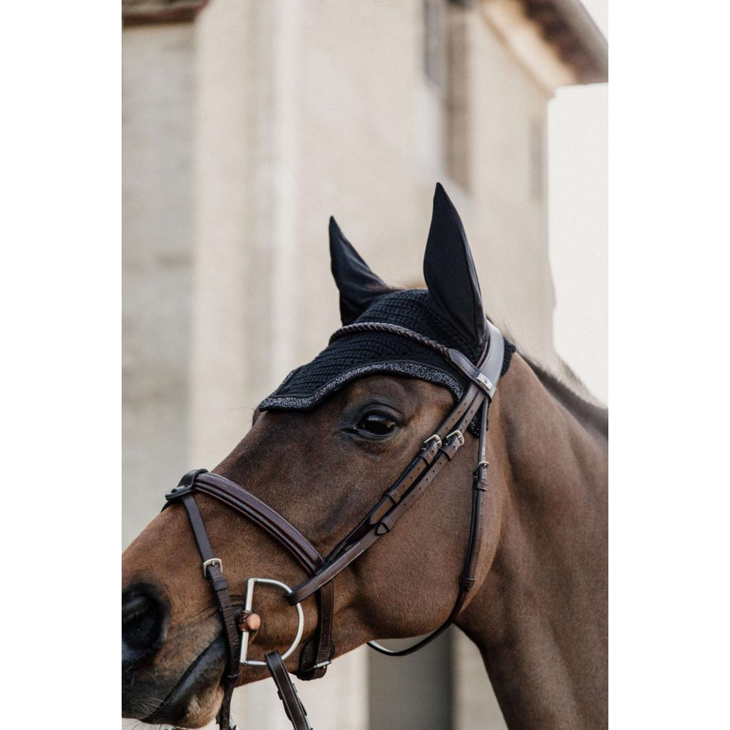 Kentucky Ear Bonnet Wellington Soundless Glitter Stone Black