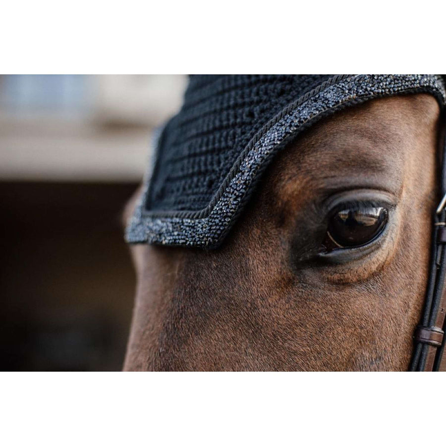 Kentucky Ear Bonnet Wellington Soundless Glitter Stone Black