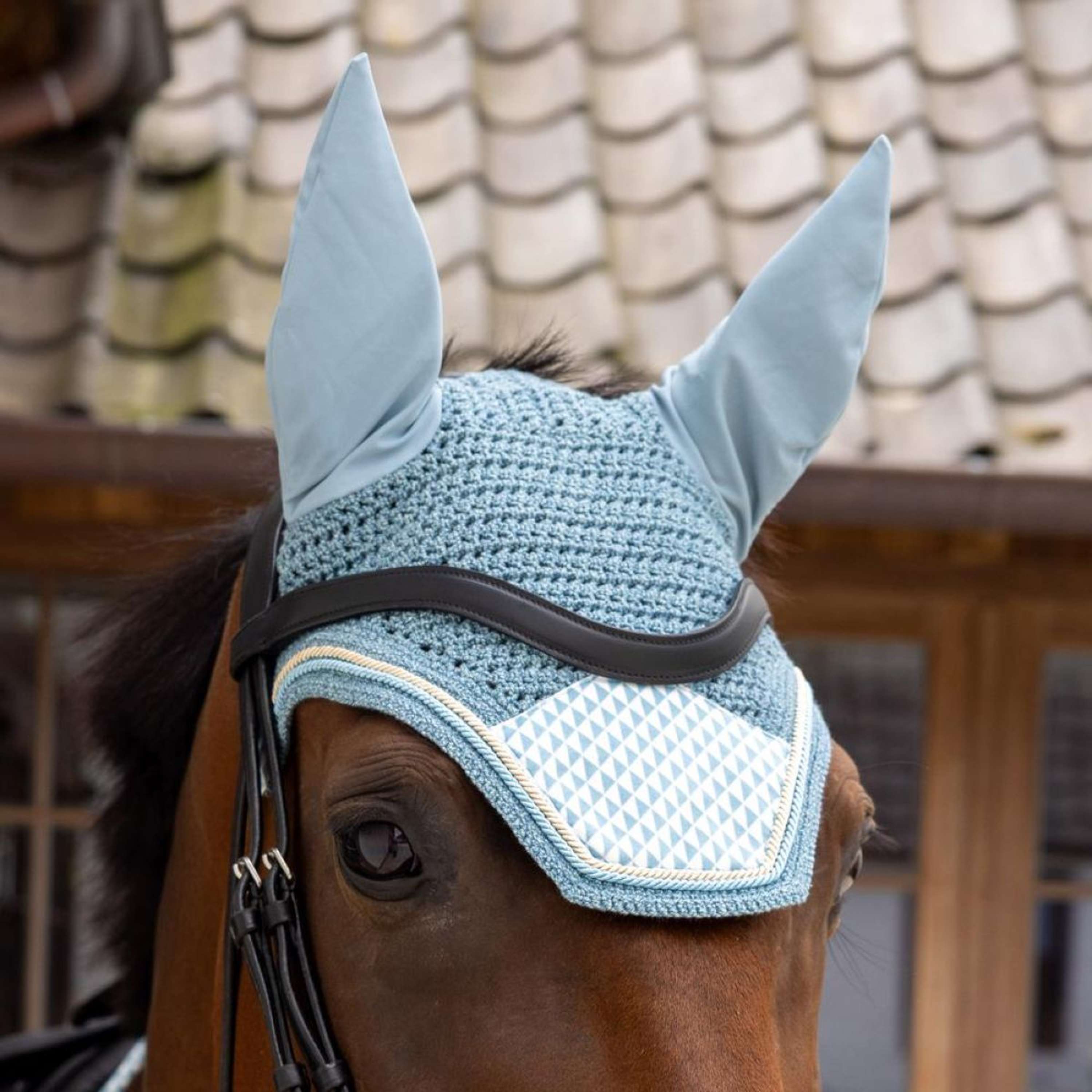 Kentucky Ear Bonnet Wellington Velvet Flags Lightblue