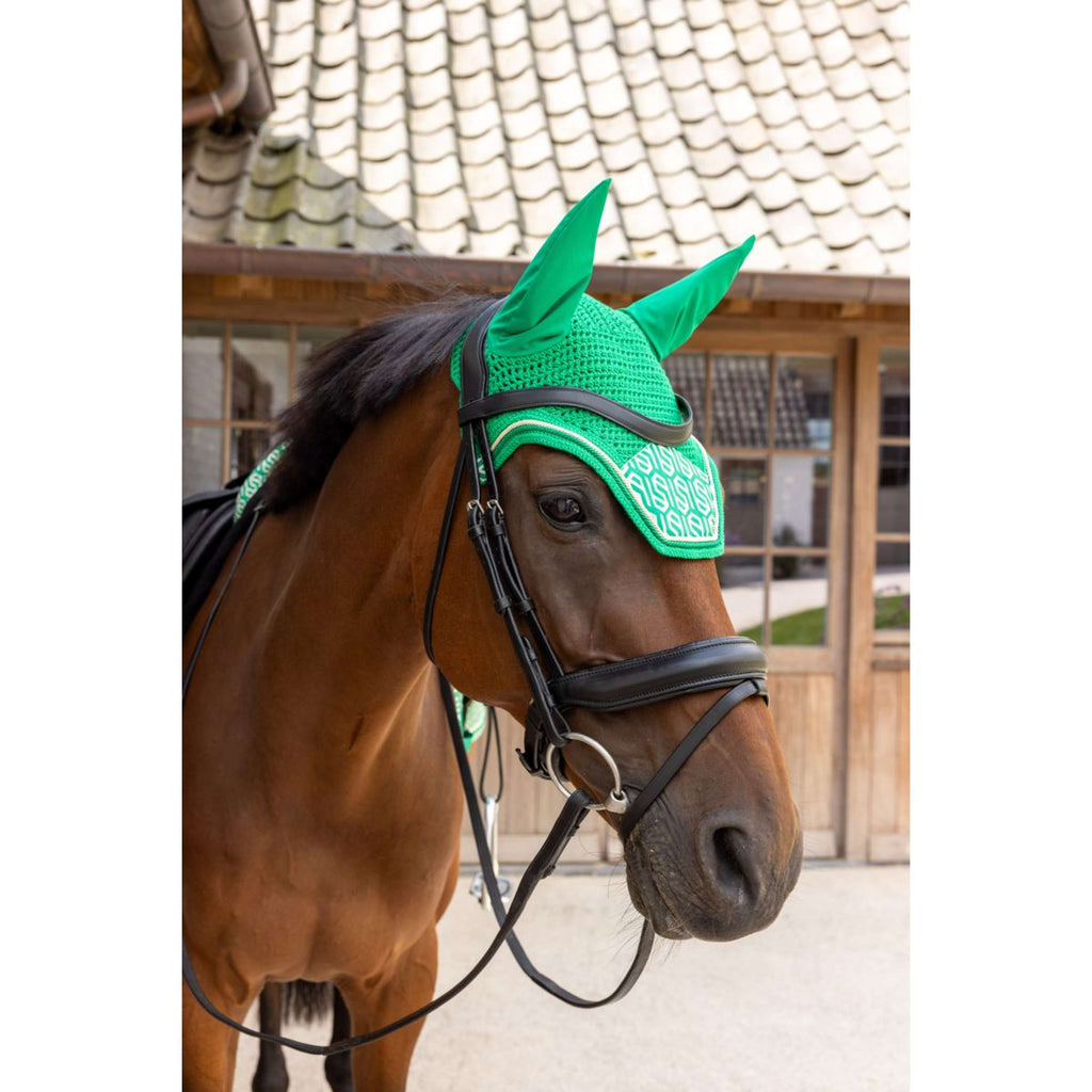 Kentucky Ear Bonnet Wellington Velvet Maze Cipher White/Green