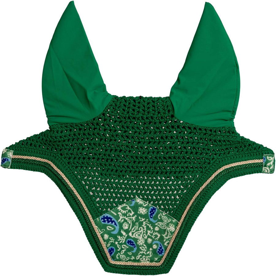 Kentucky Ear Bonnet Wellington Velvet Paisley Garden green/navy