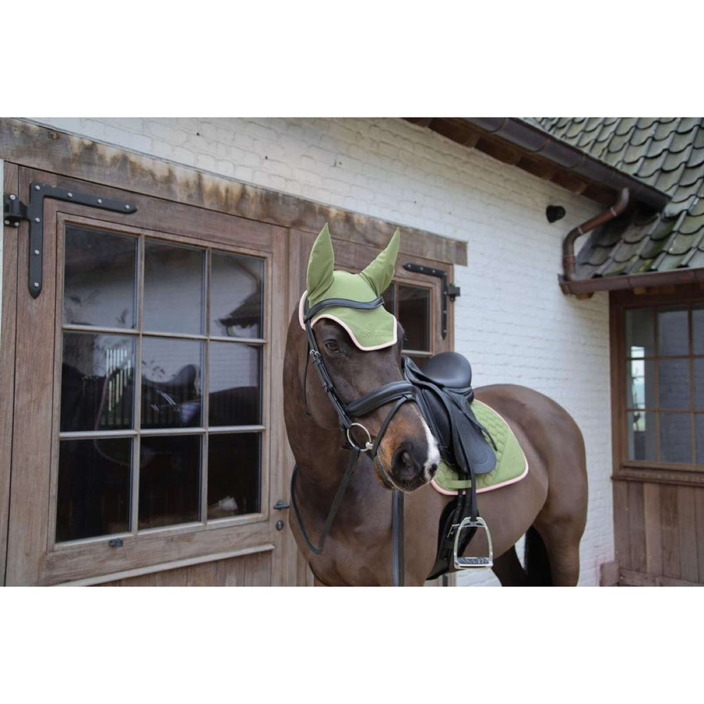 Kentucky Horsewear Ear Bonnet Wellington Softshell Khaki/Old Pink