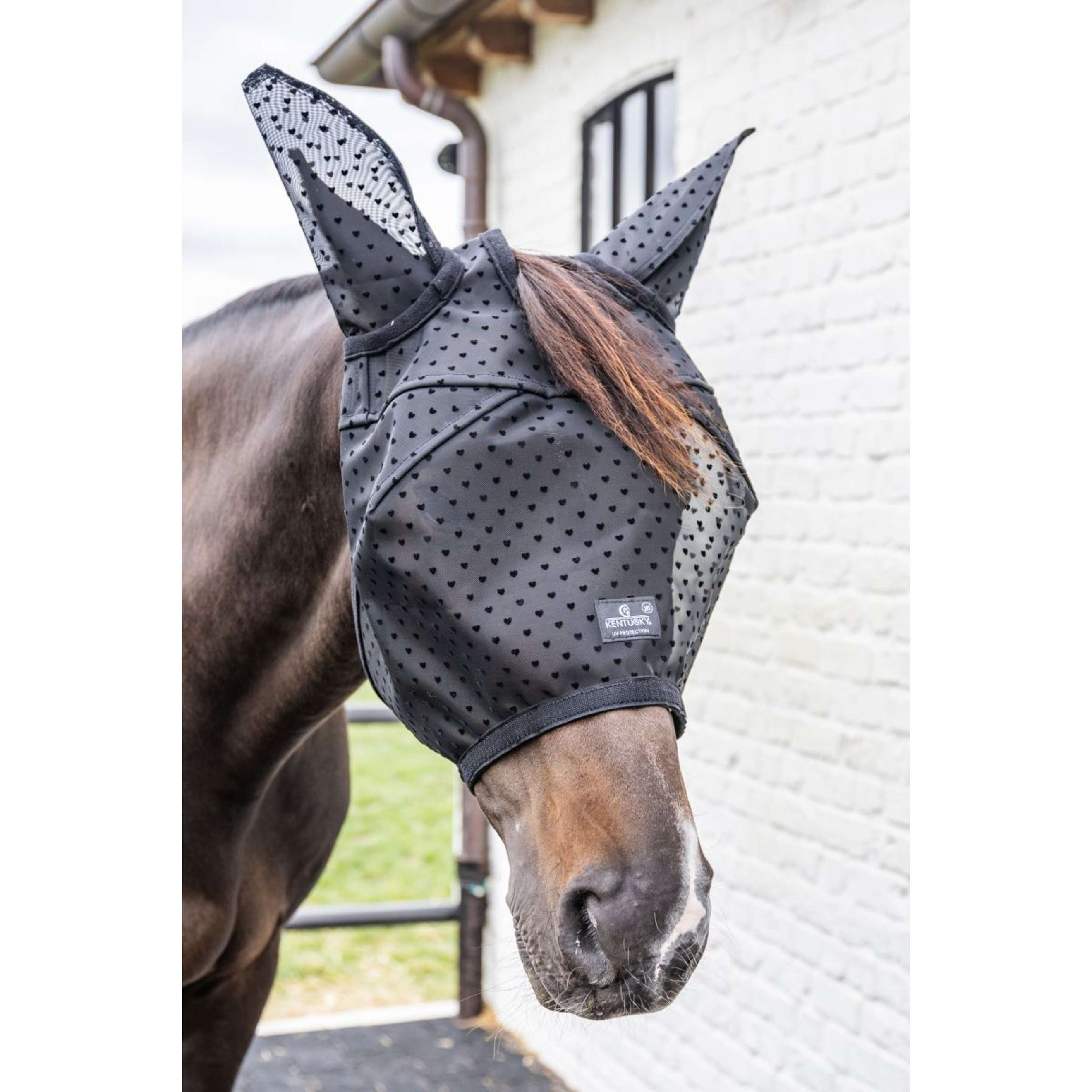 Kentucky Fly Mask Heart with Ears and Nose Black