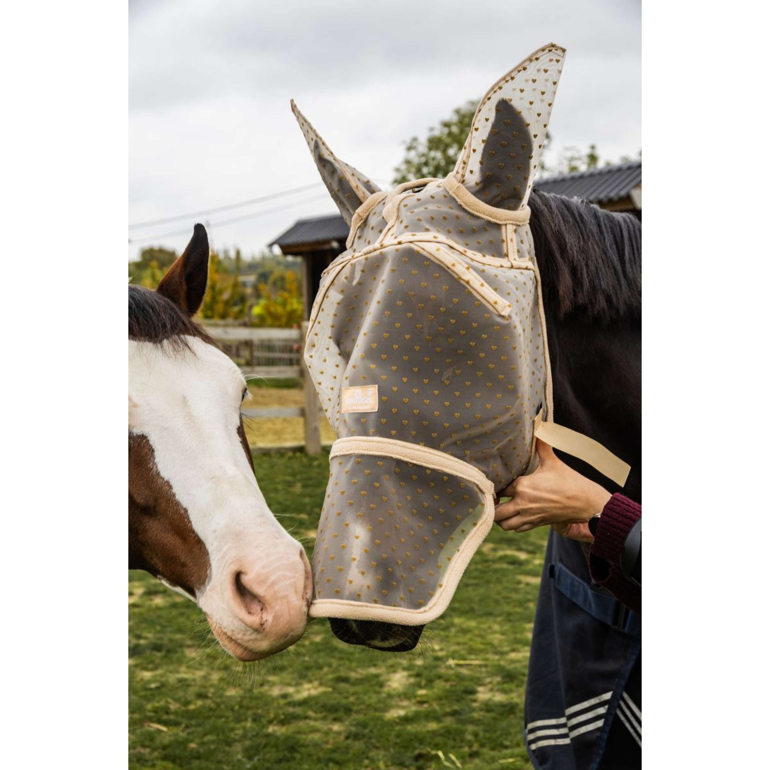 Kentucky Fly Mask Heart with Ears and Nose Beige