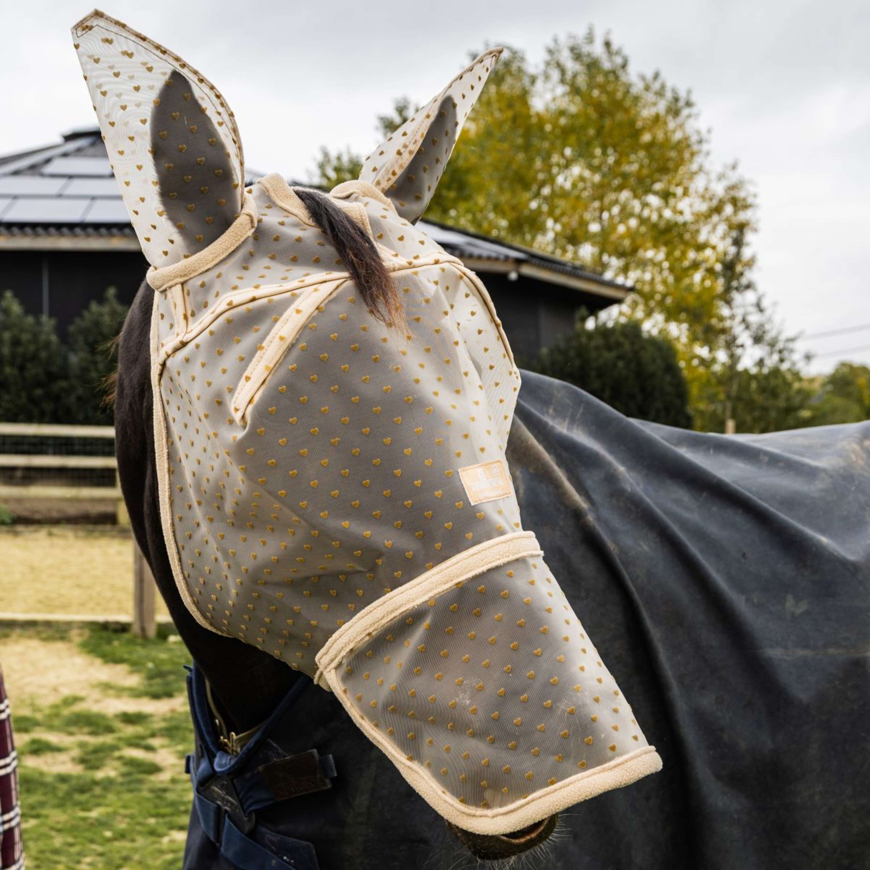 Kentucky Fly Mask Heart with Ears and Nose Beige
