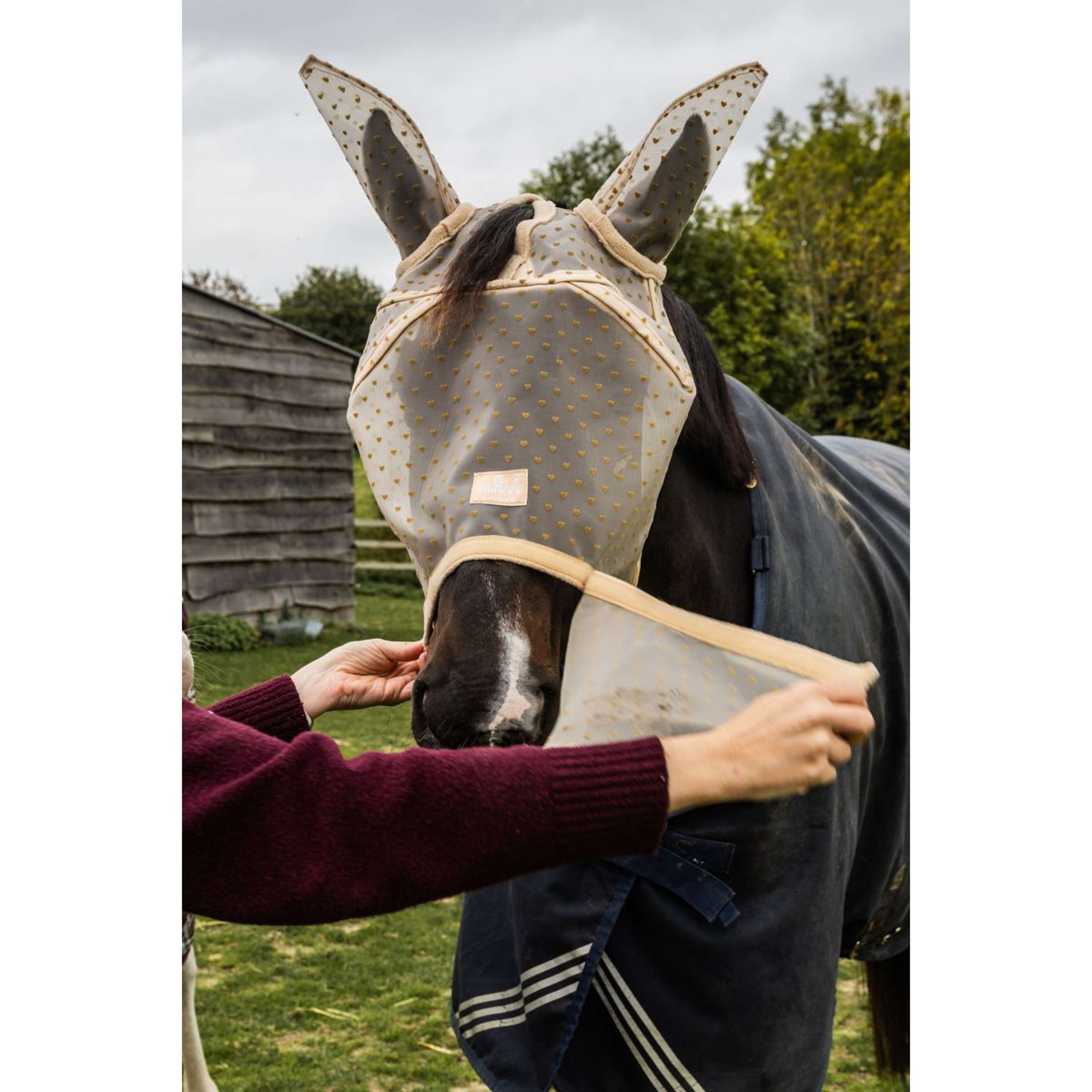 Kentucky Fly Mask Heart with Ears and Nose Beige