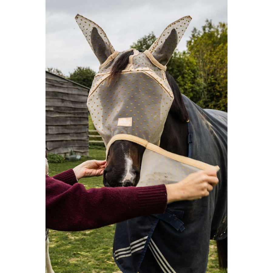 Kentucky Fly Mask Heart with Ears and Nose Beige