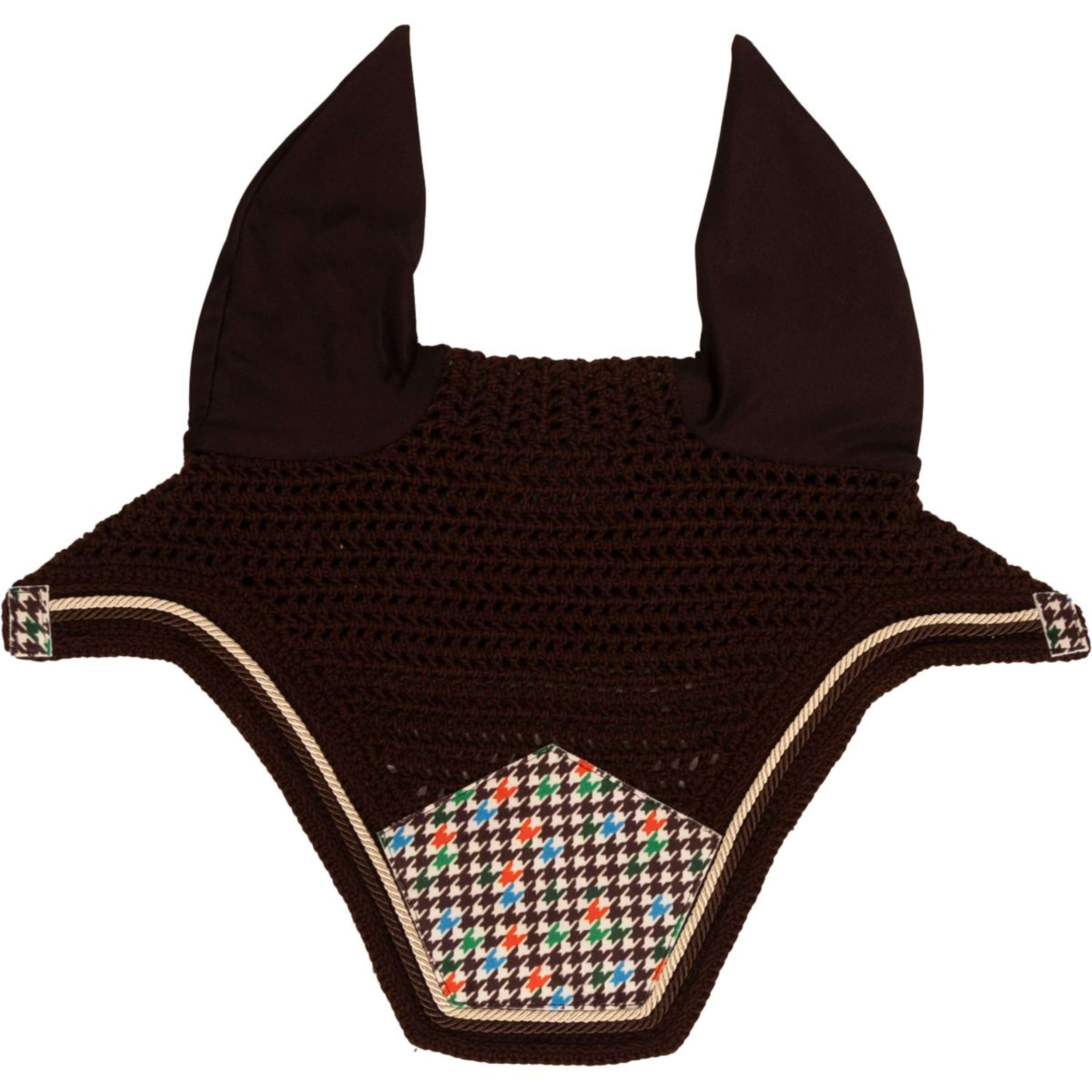 Kentucky Ear Bonnet Wellington Velvet Pied De Poule Brown