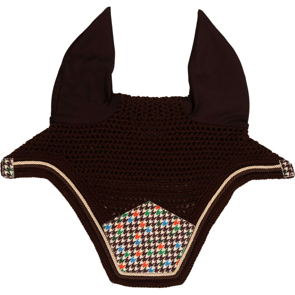Kentucky Ear Bonnet Wellington Velvet Pied De Poule Brown