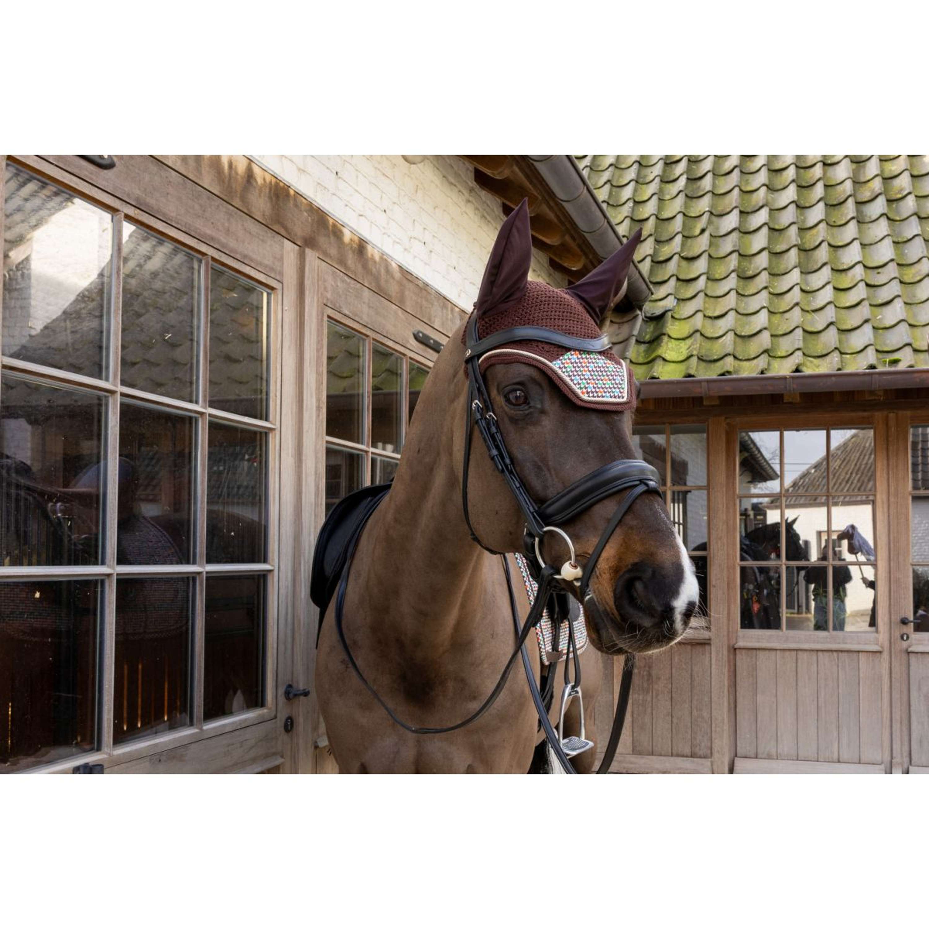 Kentucky Ear Bonnet Wellington Velvet Pied De Poule Brown