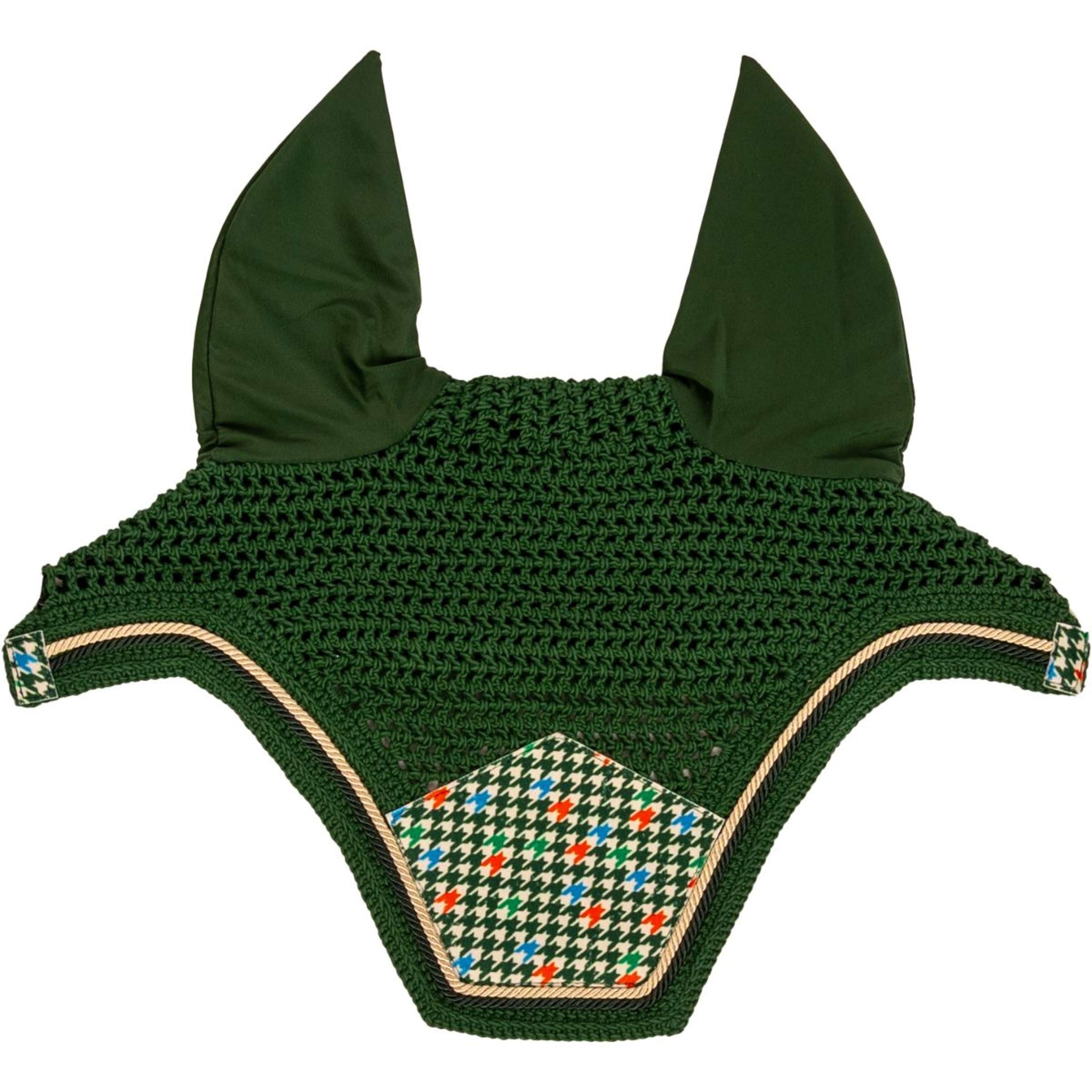 Kentucky Ear Bonnet Wellington Velvet Pied De Poule Dark green