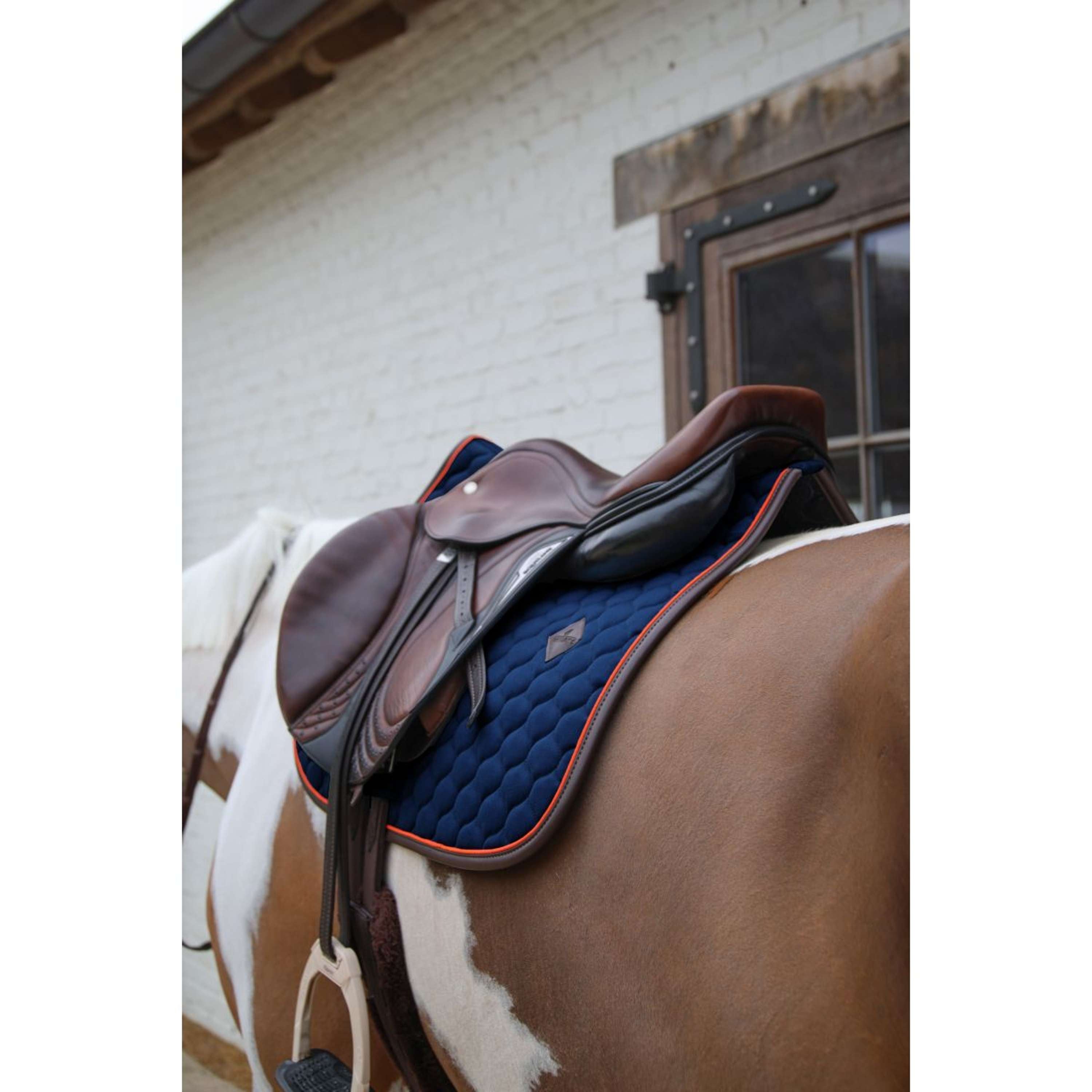 Kentucky Horsewear Saddlepad Onion Quilt Leather Neon Jumping Navy