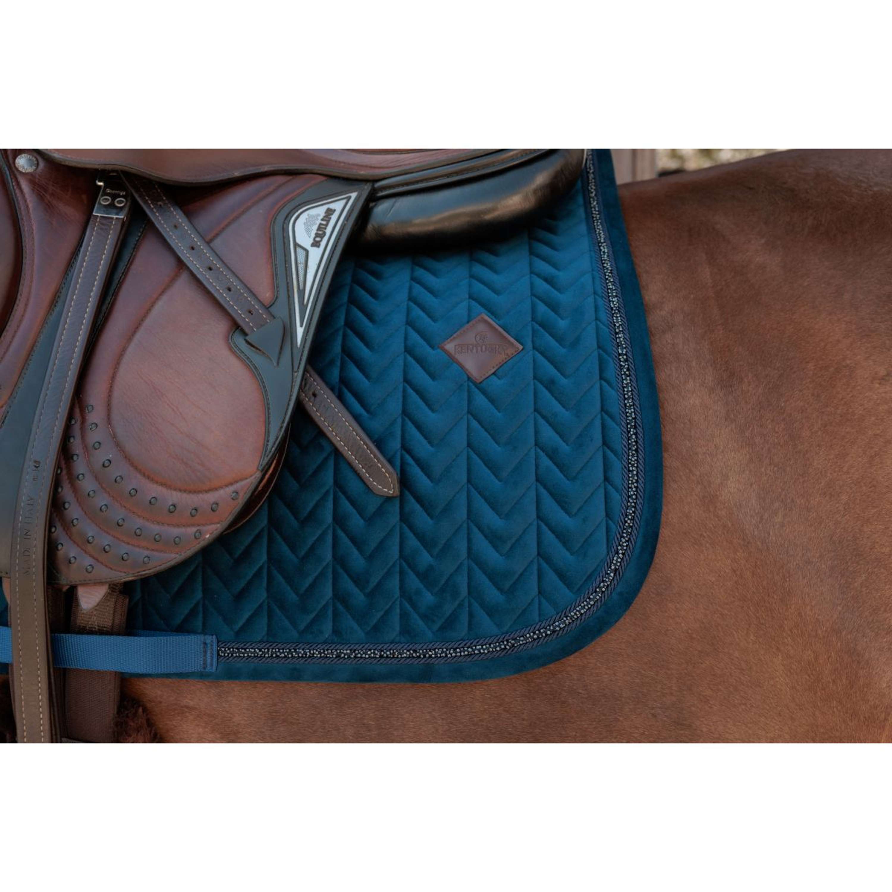 Kentucky Saddlepad Velvet Mini Pearls Jumping Navy