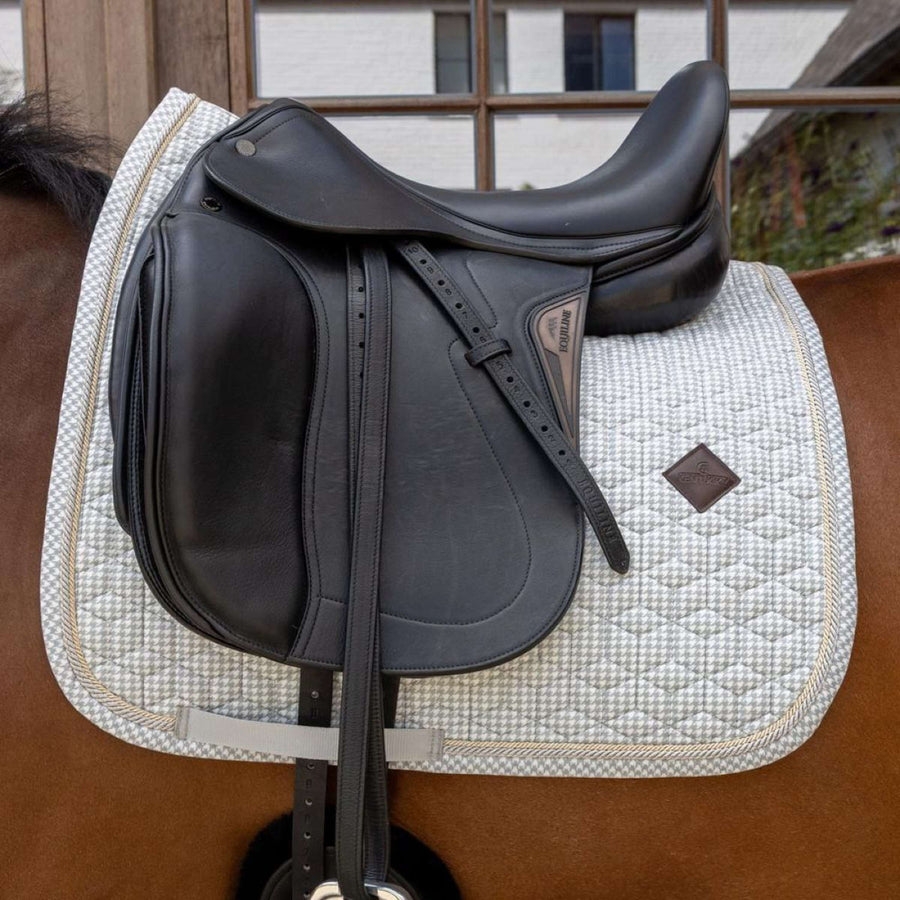 Kentucky Saddlepad Velvet Pied de Poule Dressage Grey/White