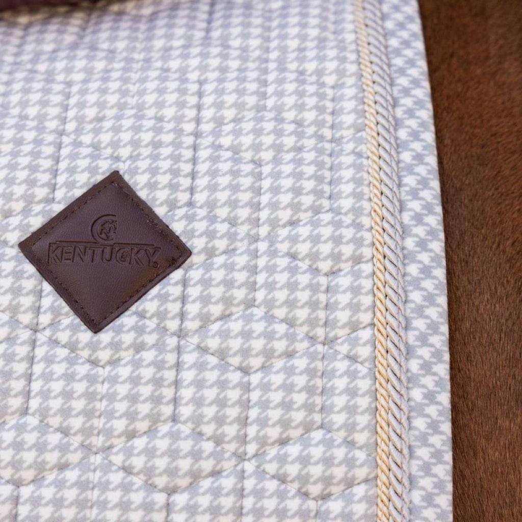 Kentucky Saddlepad Velvet Pied de Poule Dressage Grey/White