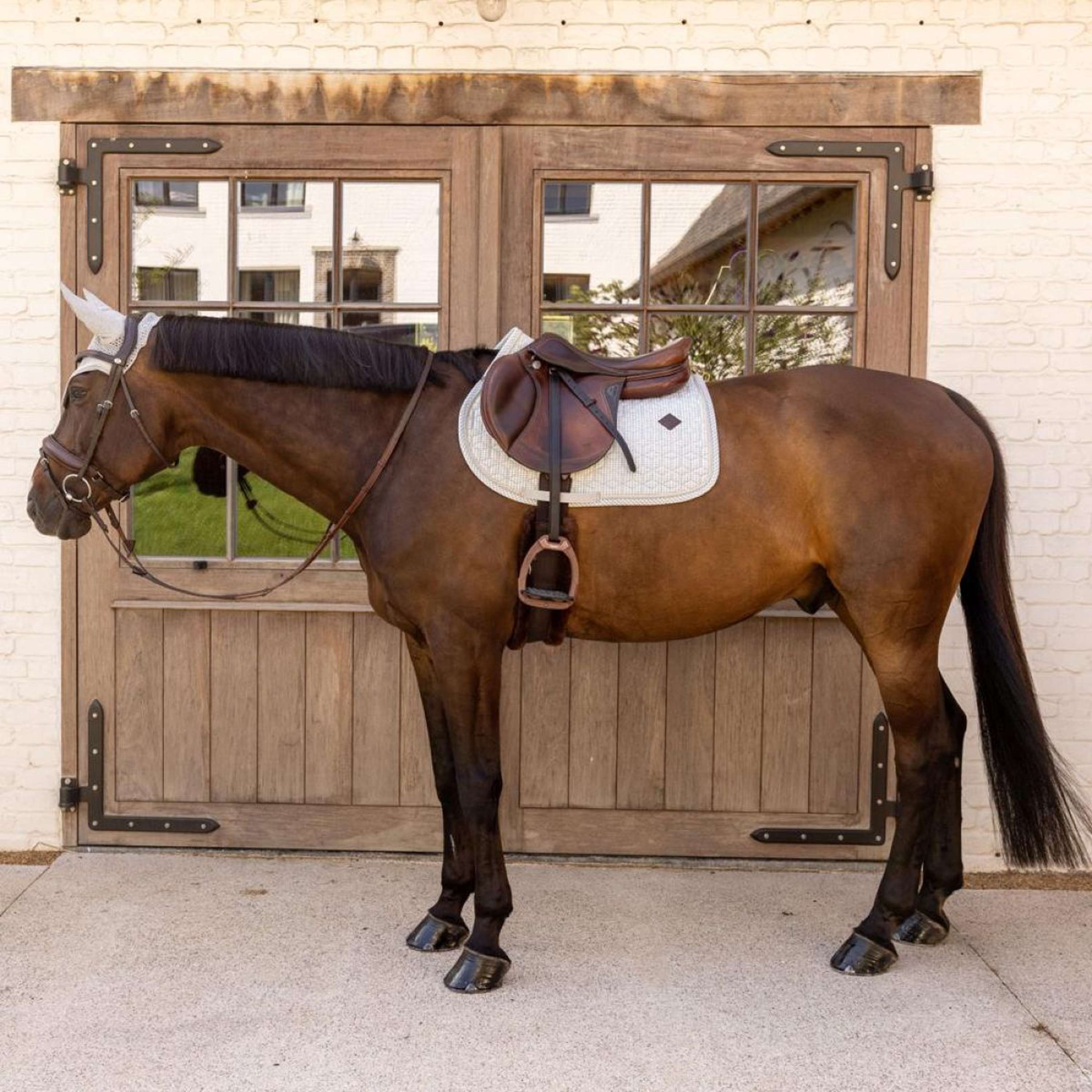 Kentucky Saddlepad Velvet Pied de Poule Jumping Grey/White