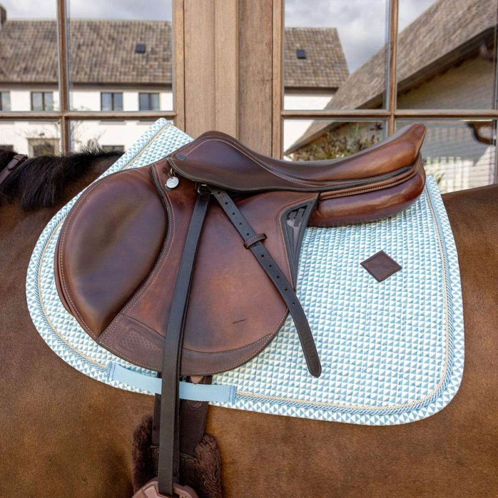 Kentucky Saddlepad Velvet Flags Jumping Lightblue