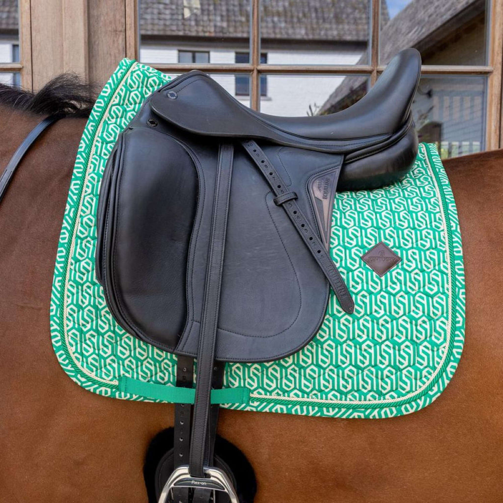 Kentucky Saddlepad Velvet Maze Cipher Dressage White/Green