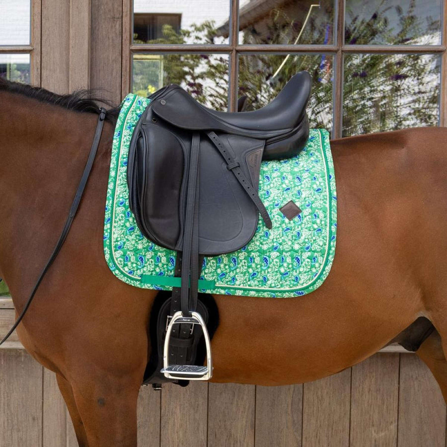 Kentucky Saddlepad Velvet Paisley Garden Dressage green/navy
