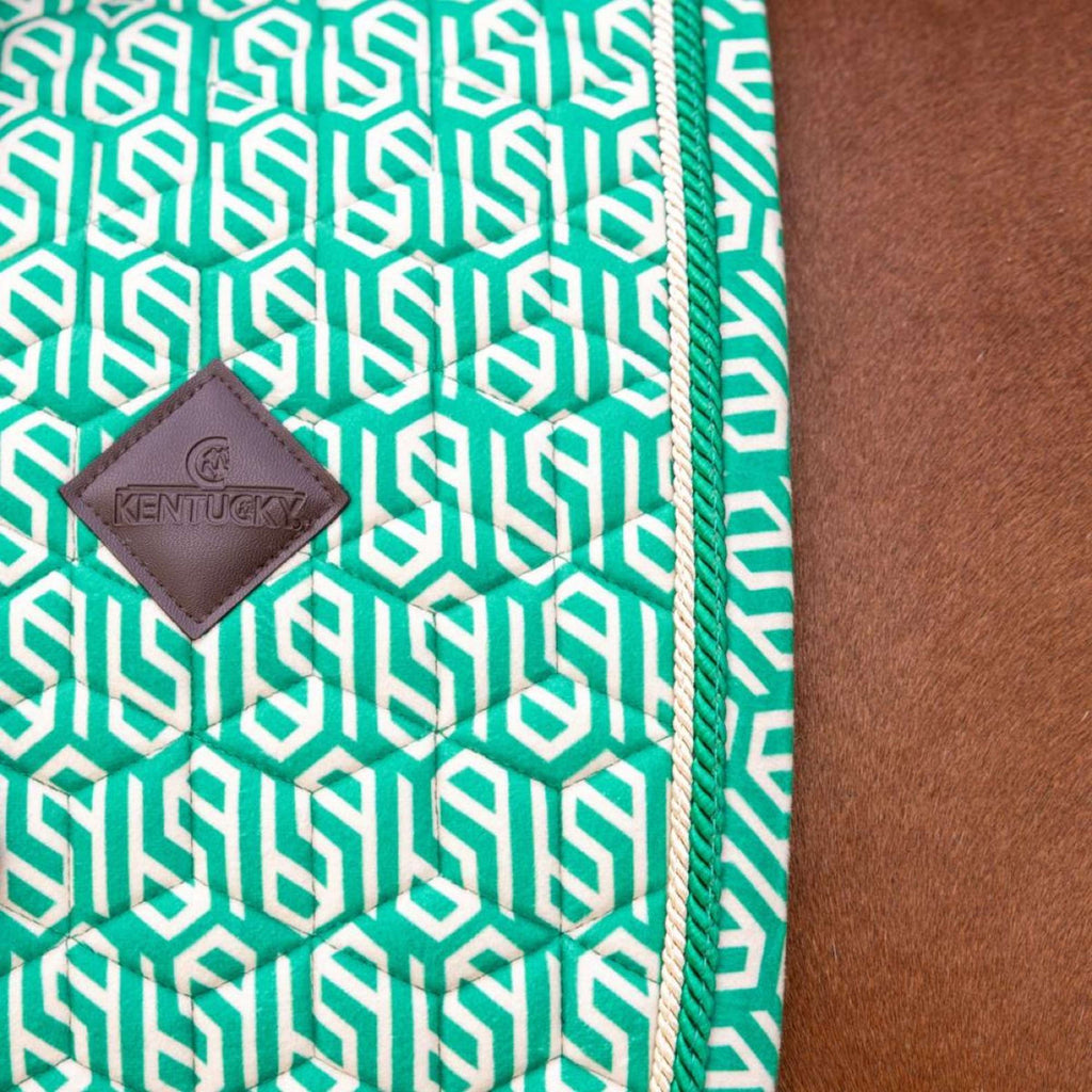 Kentucky Saddlepad Velvet Maze Cipher Dressage White/Green