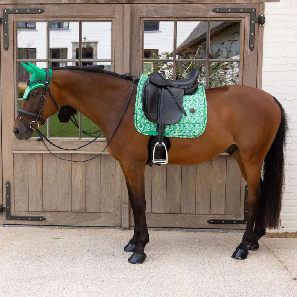 Kentucky Saddlepad Velvet Paisley Garden Dressage green/navy