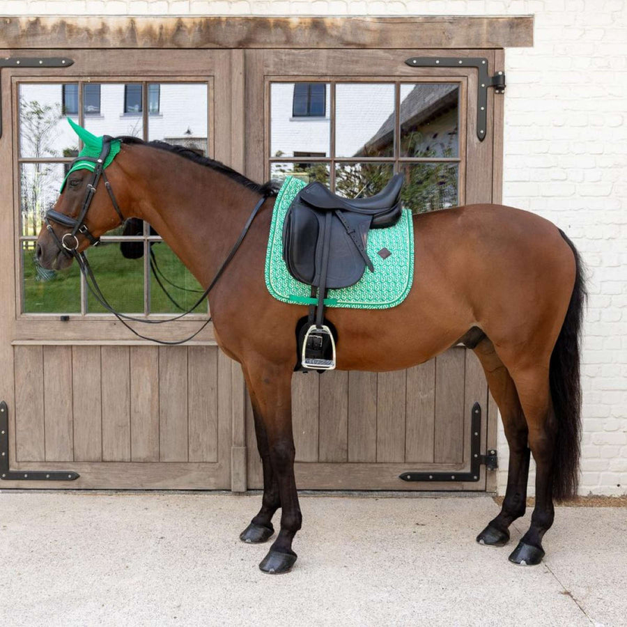 Kentucky Saddlepad Velvet Maze Cipher Dressage White/Green