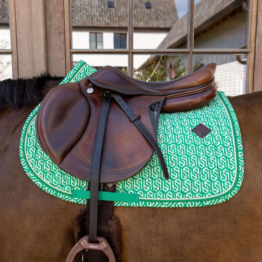 Kentucky Saddlepad Velvet Maze Cipher Jumping White/Green