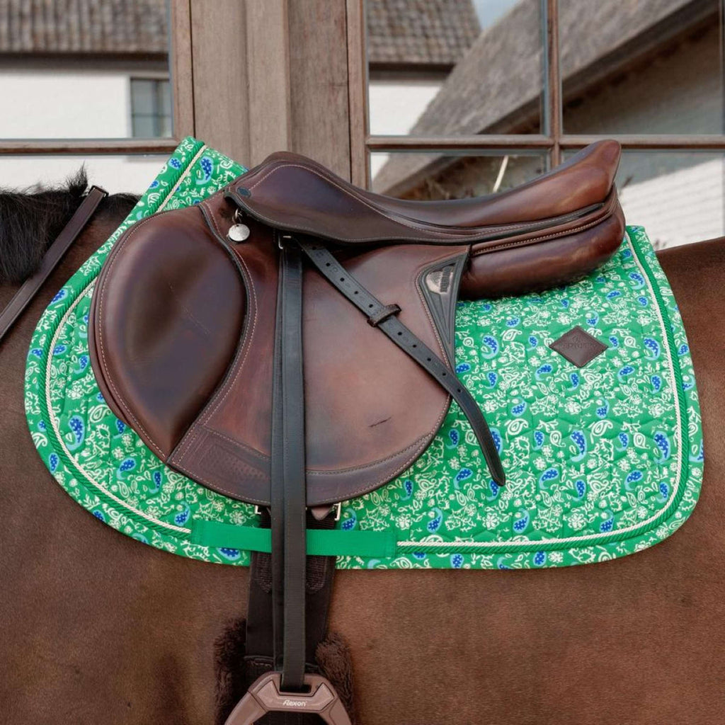 Kentucky Saddlepad Velvet Paisley Garden Jumping green/navy