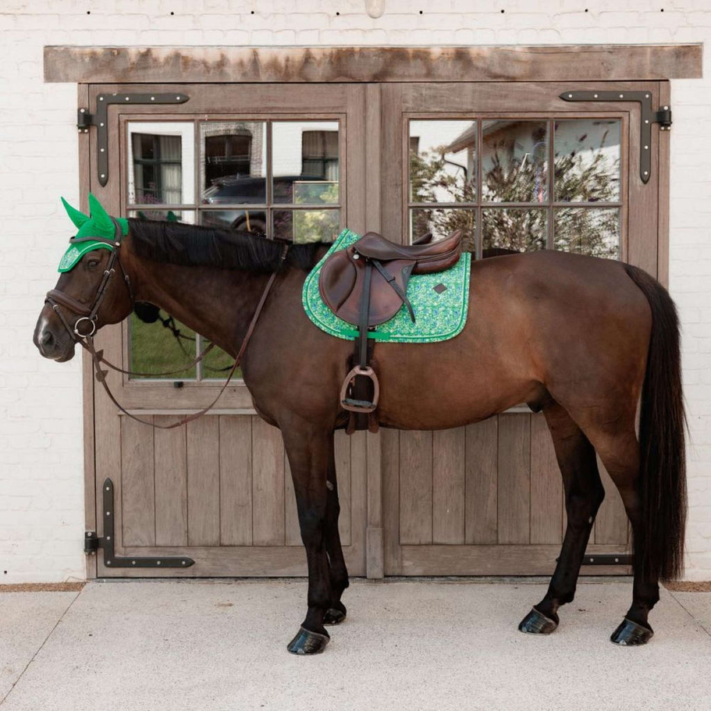 Kentucky Saddlepad Velvet Paisley Garden Jumping green/navy