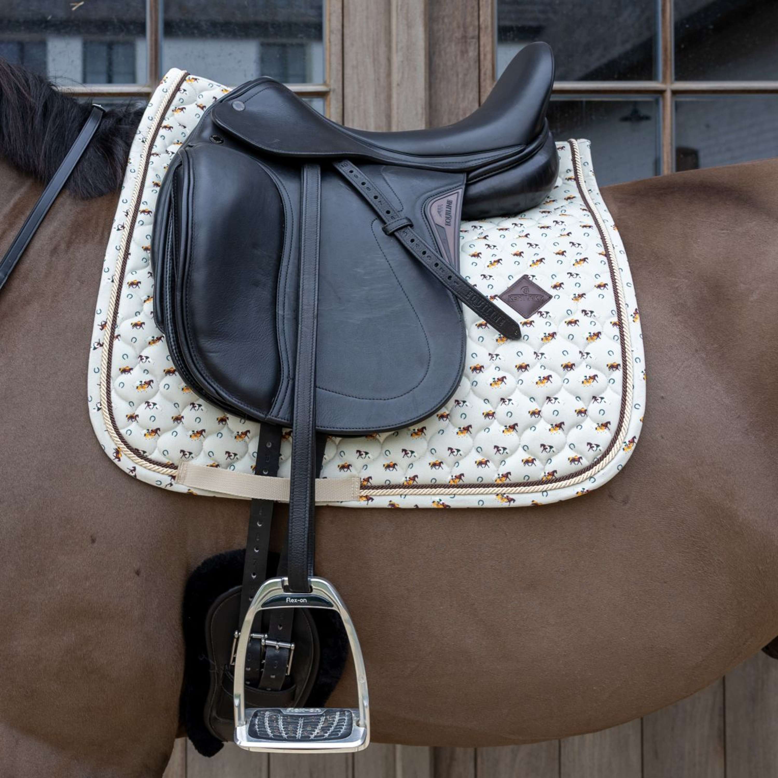 Kentucky Saddlepad Velvet Horse Printing Dressage Beige