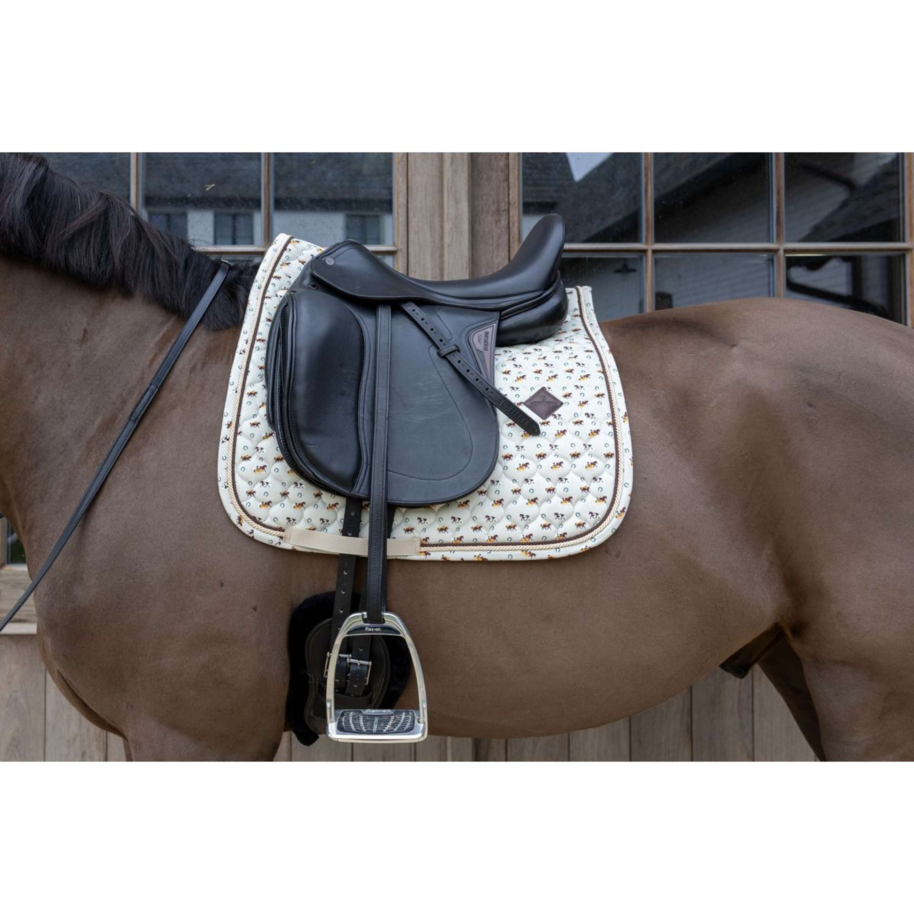 Kentucky Saddlepad Velvet Horse Printing Dressage Beige